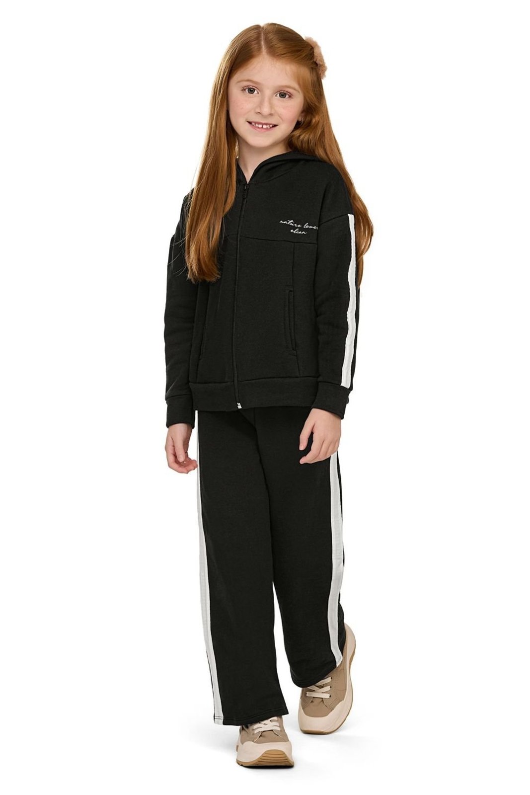 Infantil - Conjunto Menina Moletom Listra Elian Preto