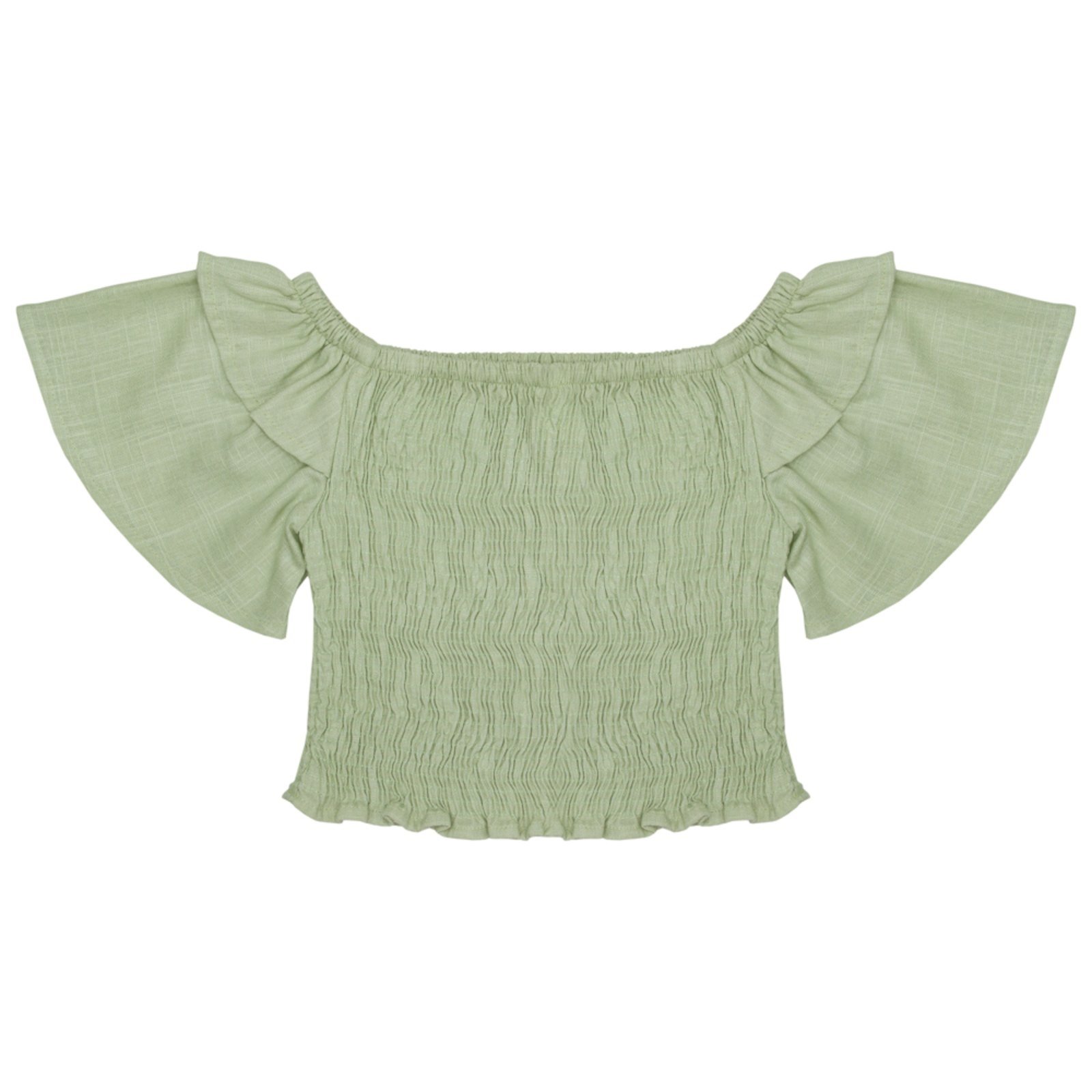 Infantil – Blusa Juvenil Look Jeans Cropped Verde