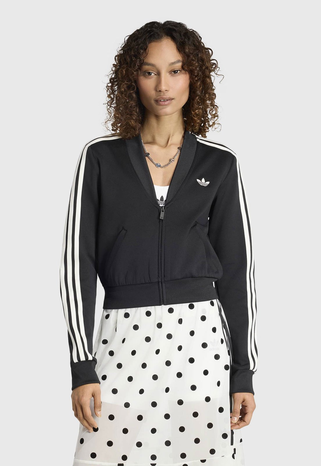 Jaqueta Feminina Polka Dots adidas Originals Cropped Preta
