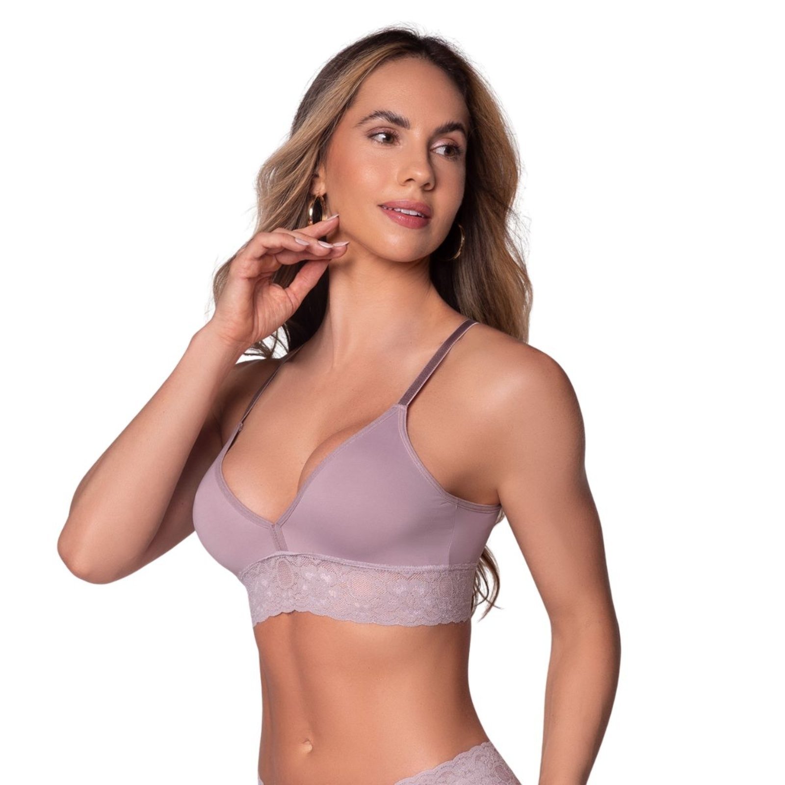 Sutiã Feminino Com Bojo Sem Aro Com Renda Selene