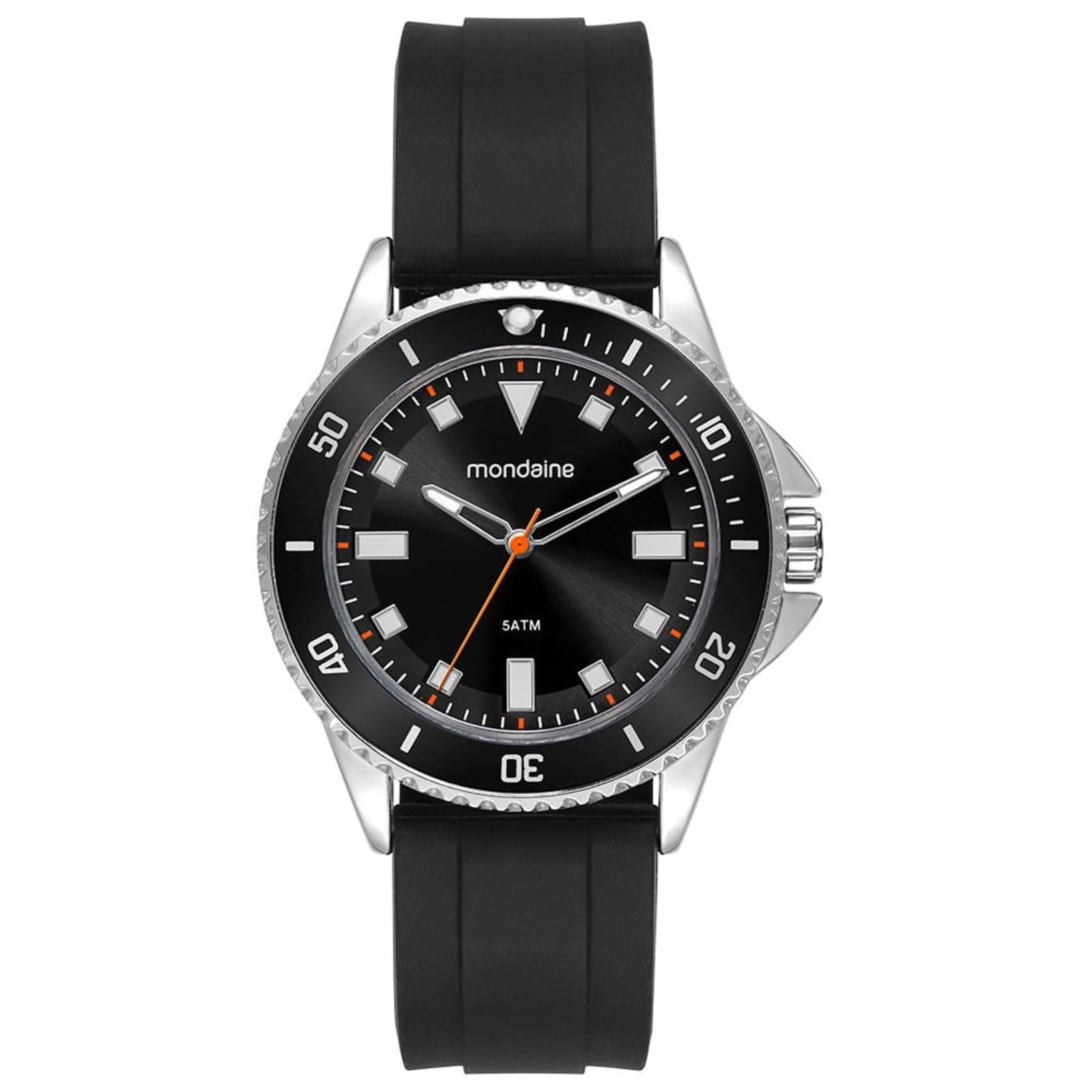 Relógio Mondaine Masculino Bisel Preto Pulseira em Silicone Mondaine