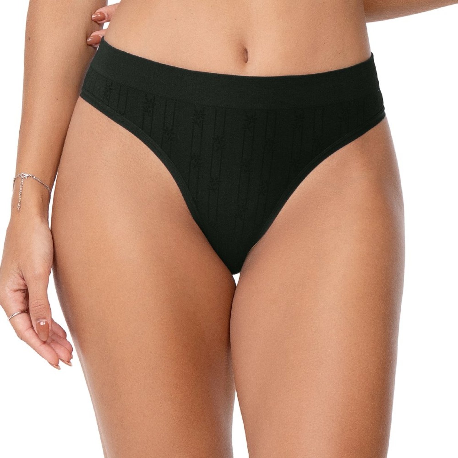 Calcinha Biquini Anatômico Jacquard Macio Preto