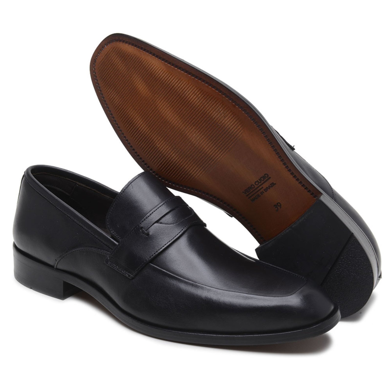 Sapato Mocassim Masculino Veritimo Oxford Loafer Derby Sola De Couro Conforto Sofisticado Preto