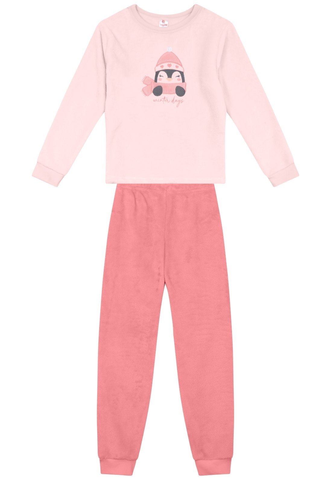 Infantil - Pijama unissex peluciado de pinguim Brandili