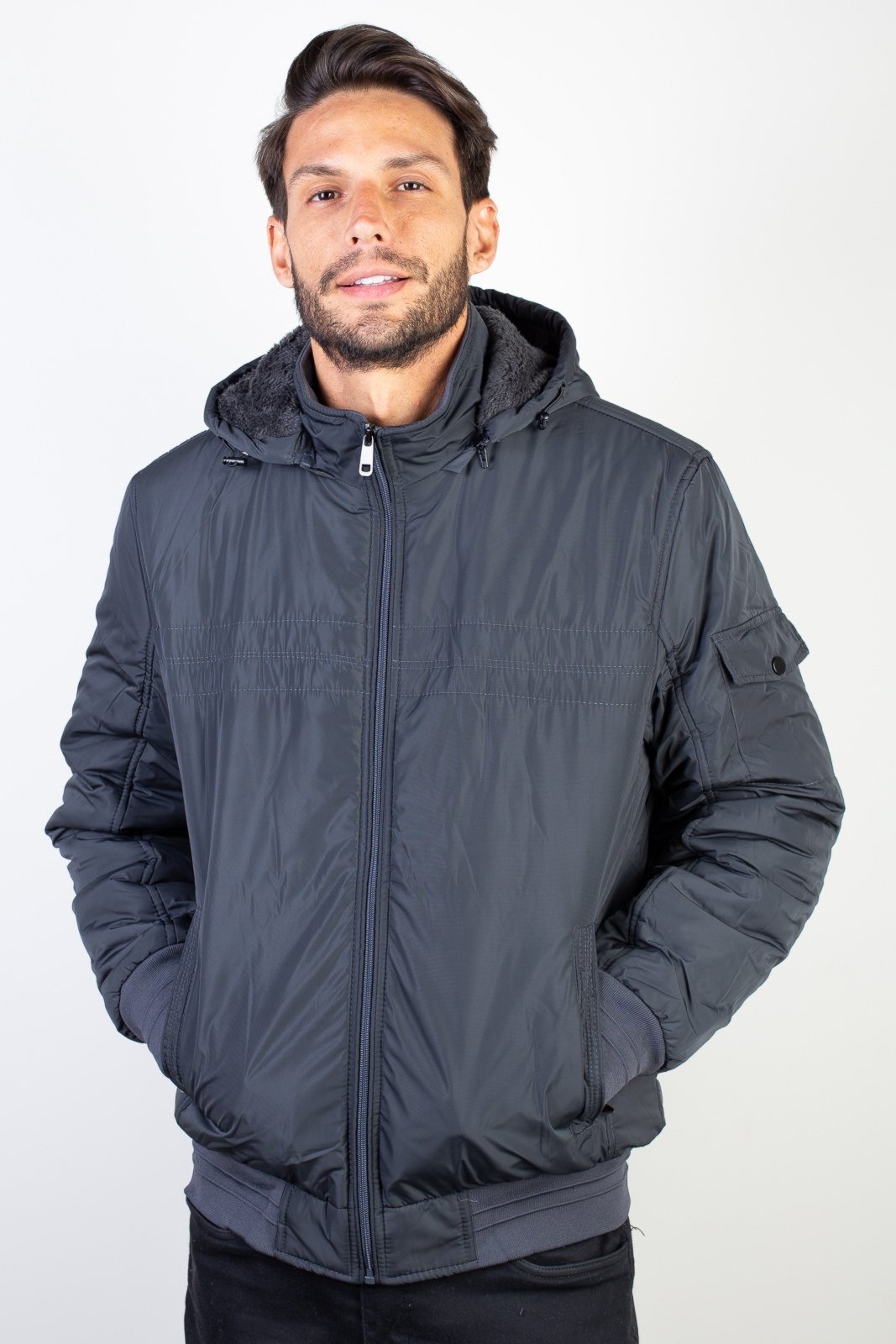 Jaqueta Enluaze Masculina Impermeável Com Capuz 94265 – Chumbo
