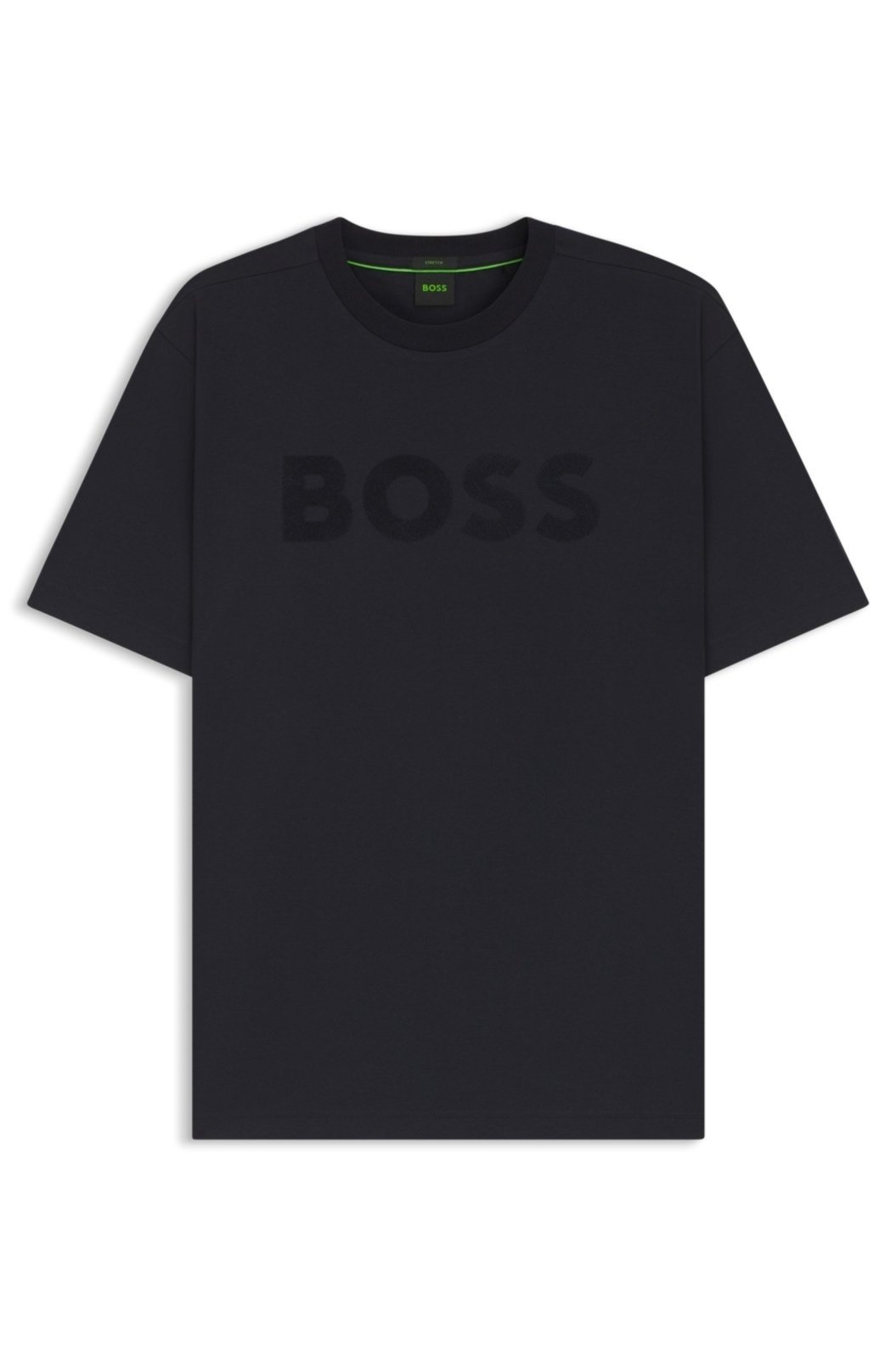 Camiseta De Ajuste Descontraído Em Algodão Elástico Com Logo