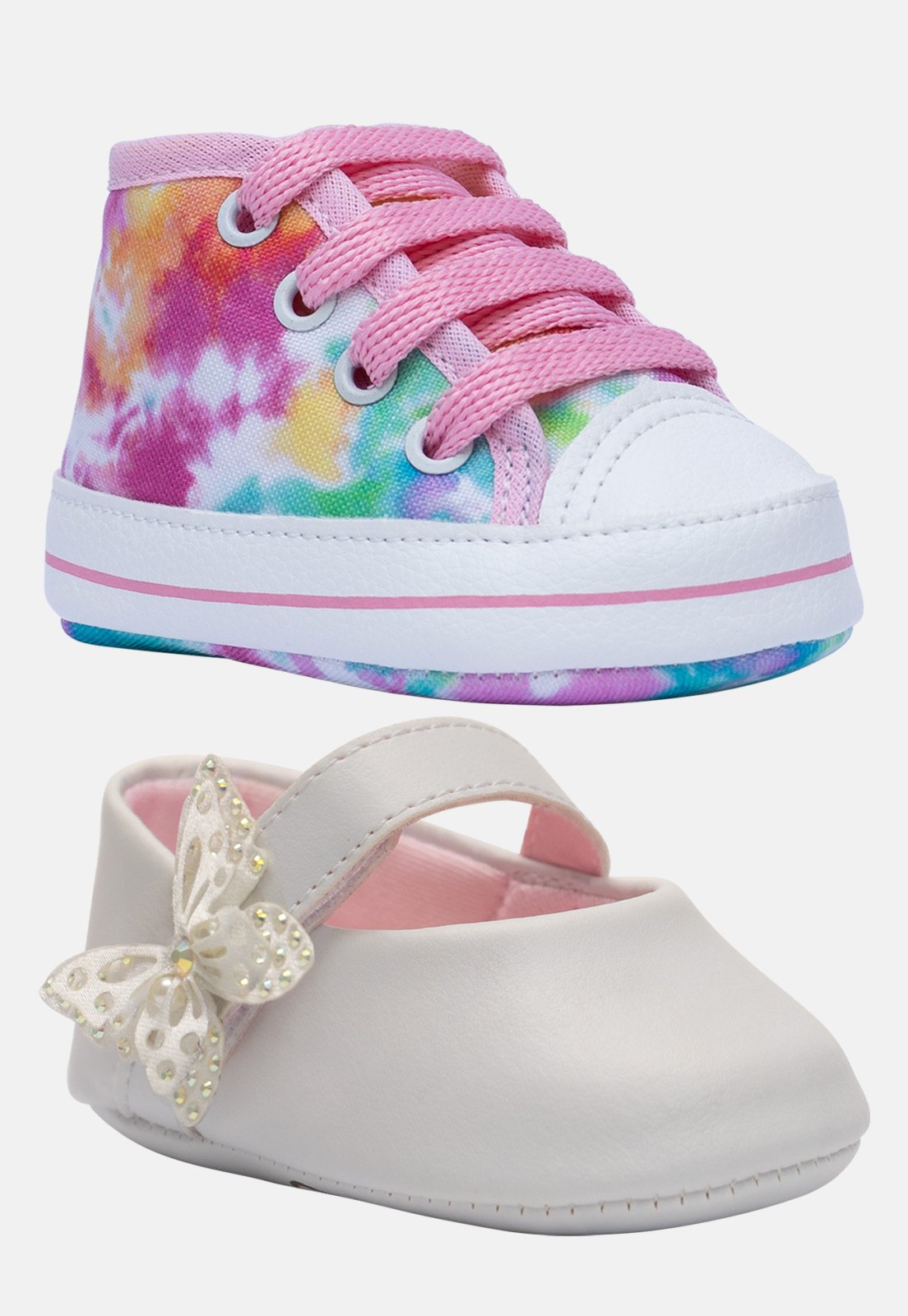 Infantil – Kit Tenis e Sapatilha Pópidi Menina Branco e Tie Dye