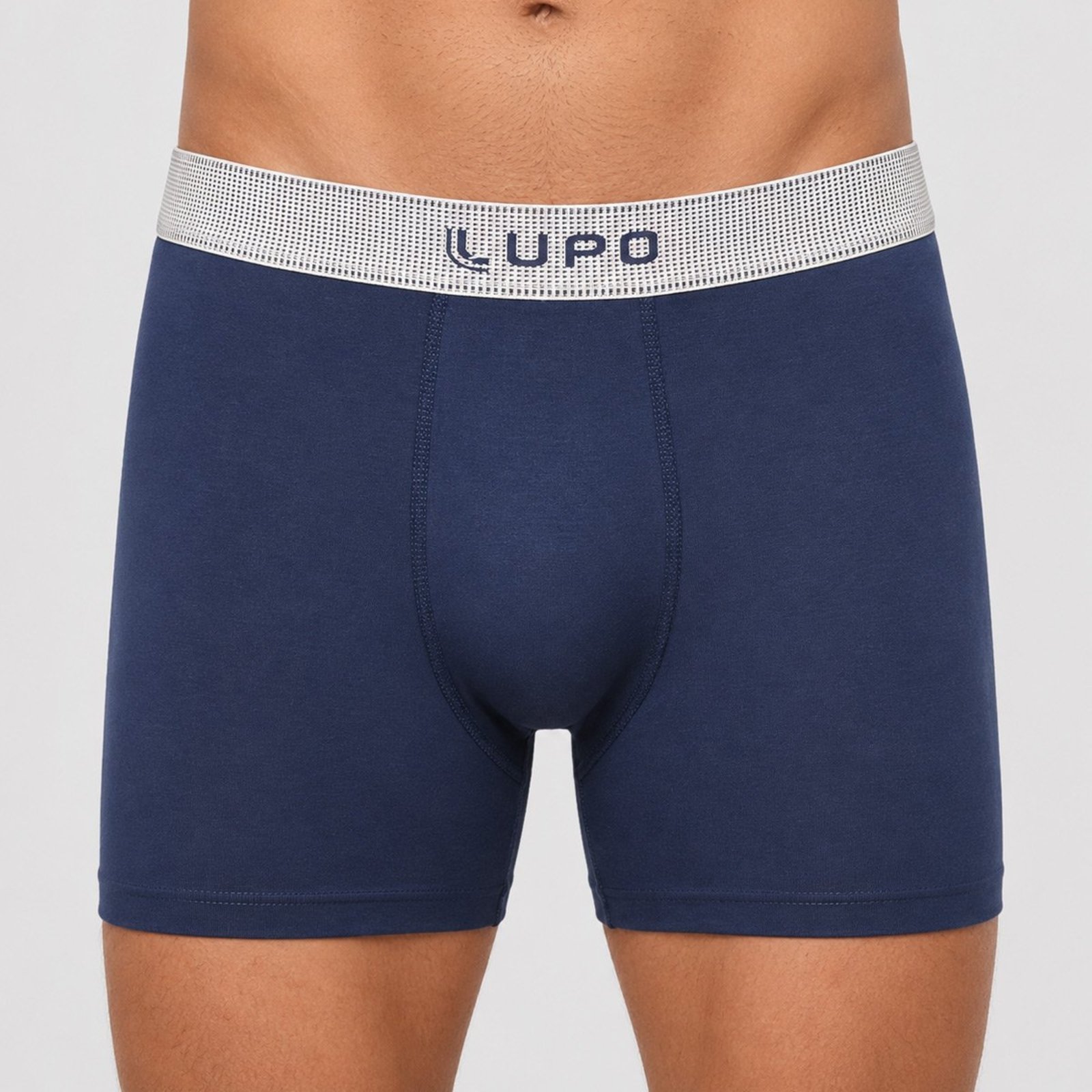 Cueca Lupo Boxer Algodão Com Elastano Azul e Cinza