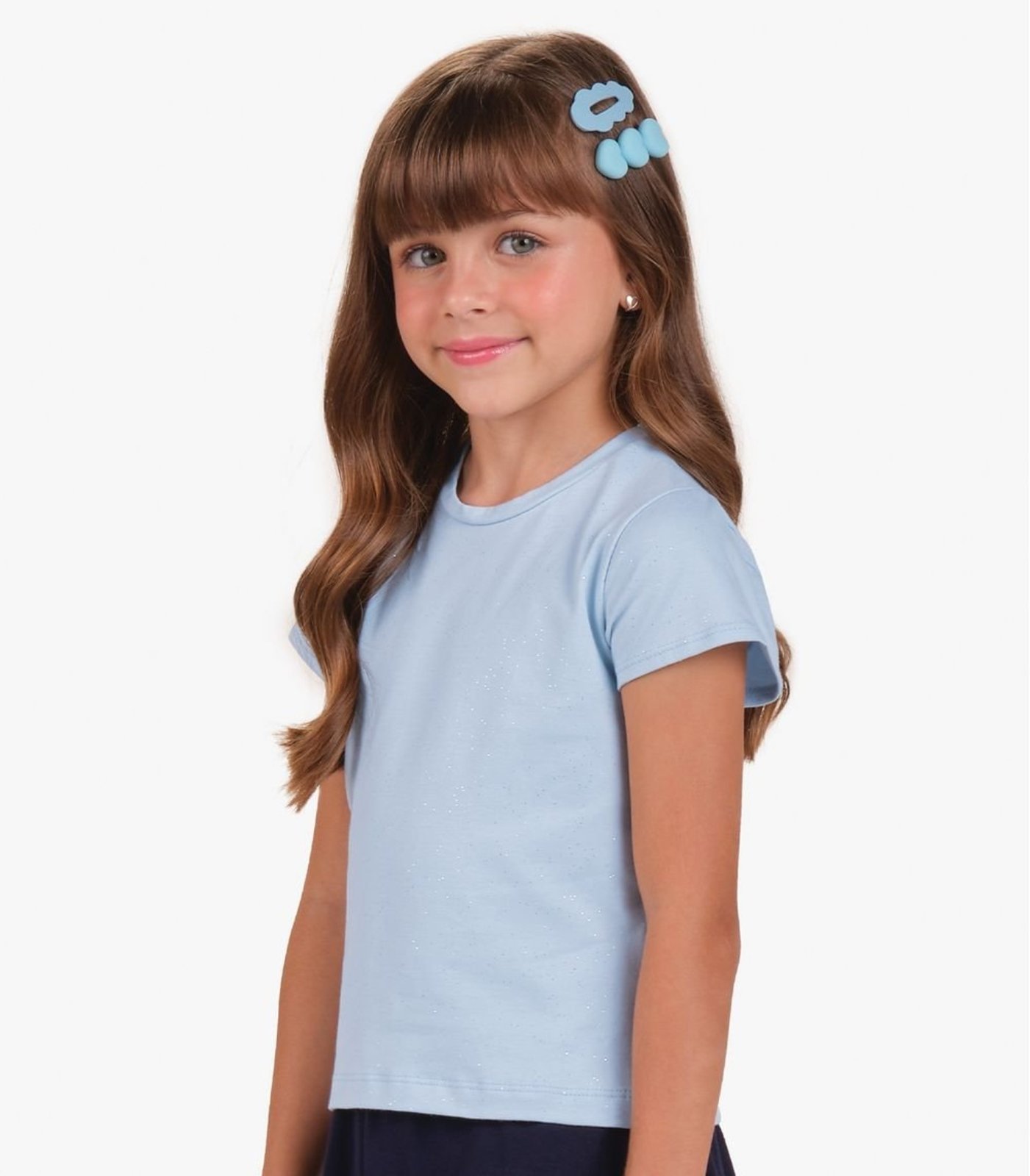 Vista 3 Infantil - Blusa Cotton Glitter Trick Nick azul Trick Nick azul
