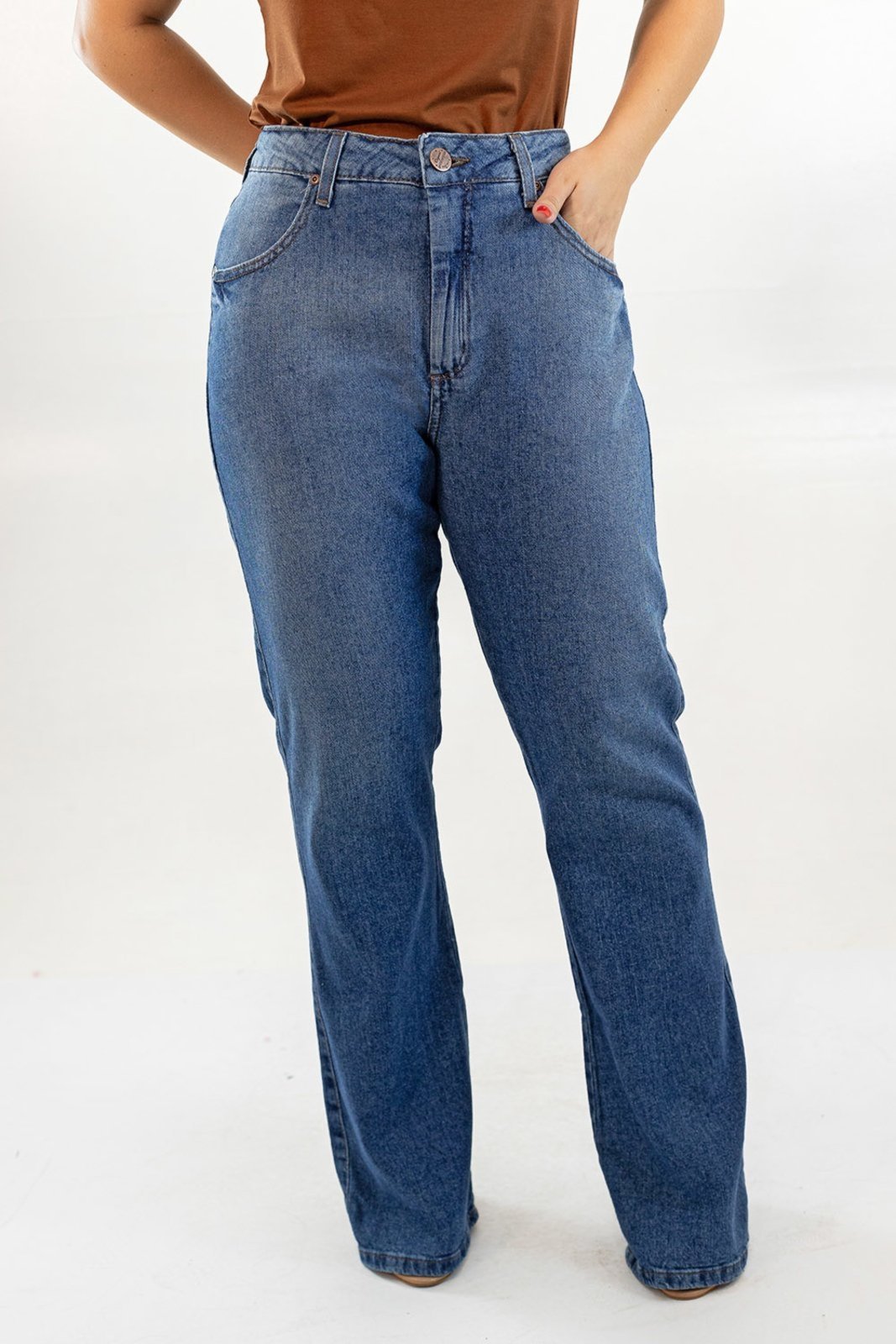 Calça Jeans Feminina Flare Plus Size Alta Elastano Anticorpus