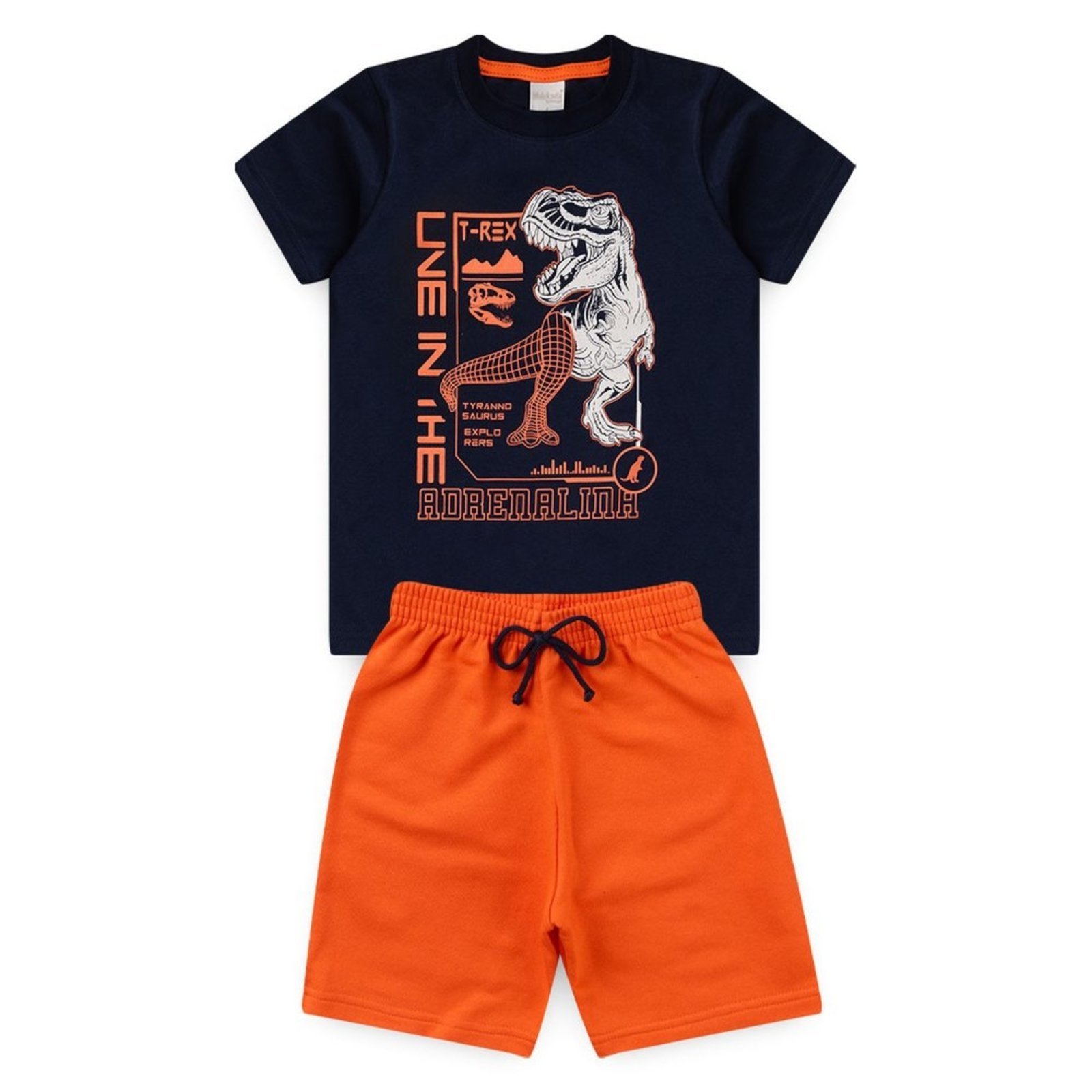 Vista 2 Infantil - Conjunto Curto Menino Blusa e Bermuda Dino Molekada preto Molekada preto