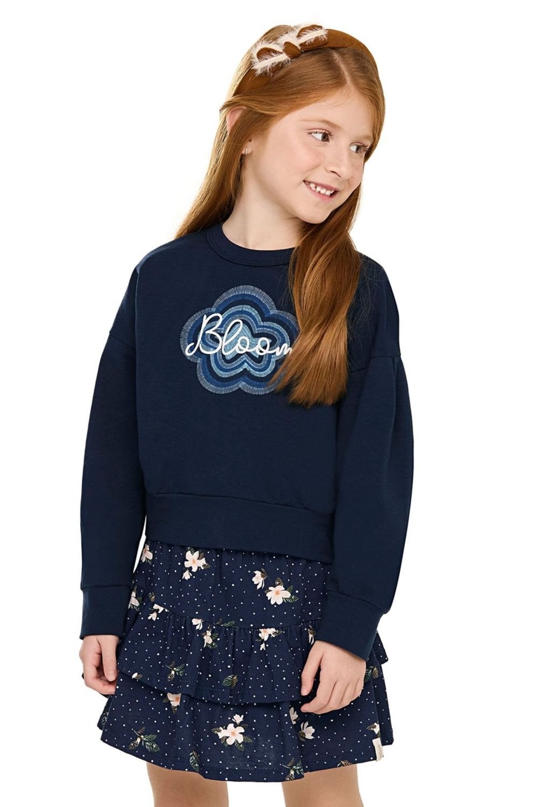 Infantil - Conjunto Menina Bloom Com Babados Elian Azul