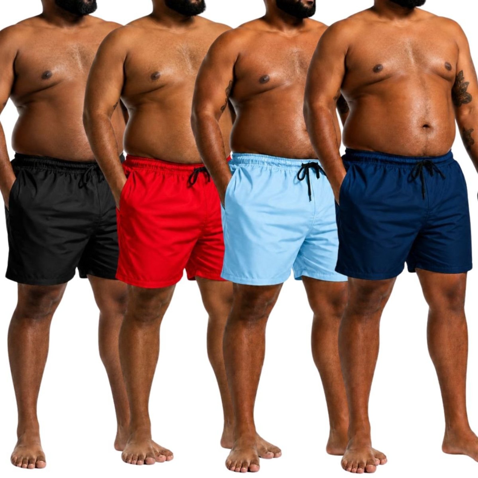Kit 4 Bermudas Masculinas Plus Size Tactel Leve Lisa Praia