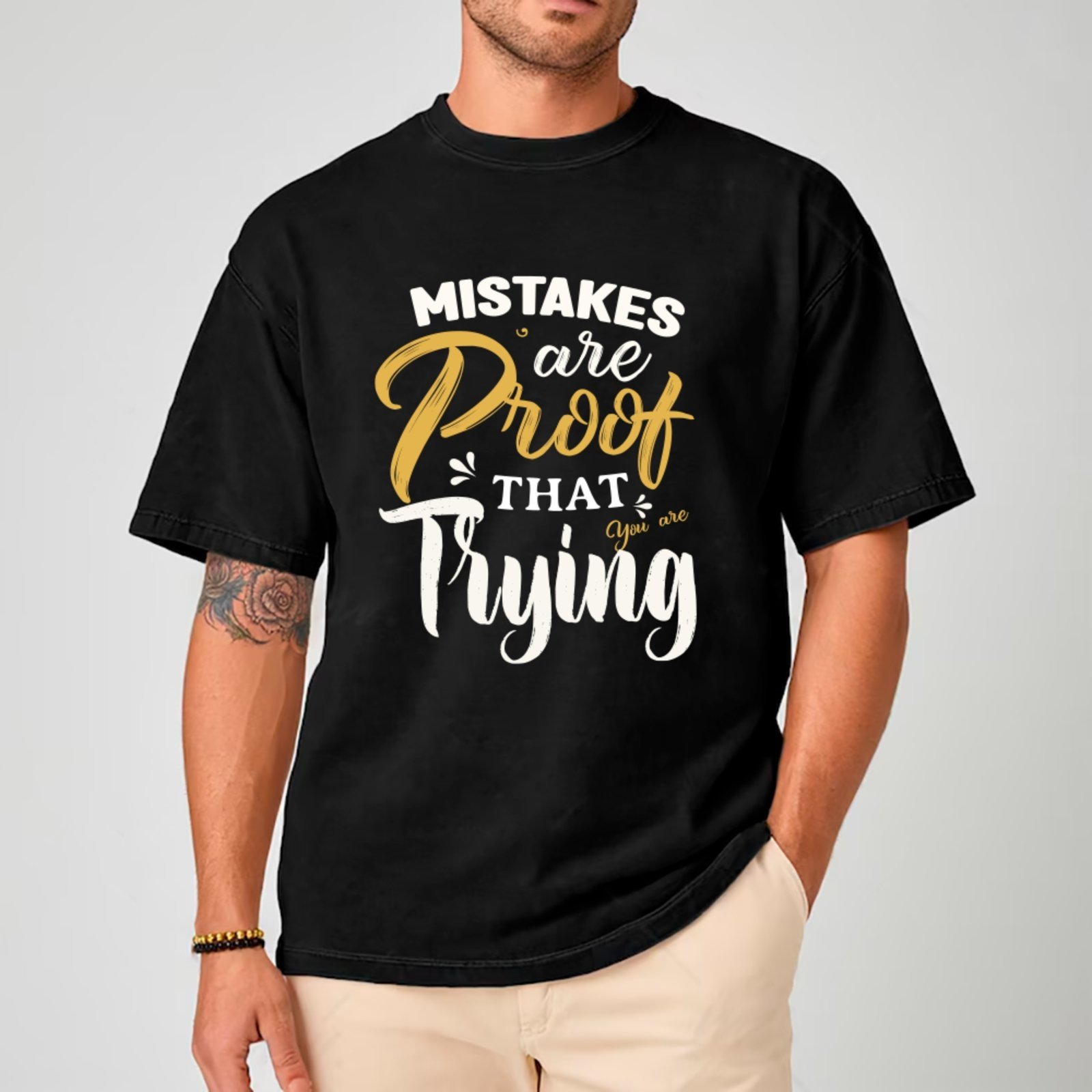 Vista 2 Camiseta Ousy Motivacional De Superação Oversized Unissex preto ousy preto