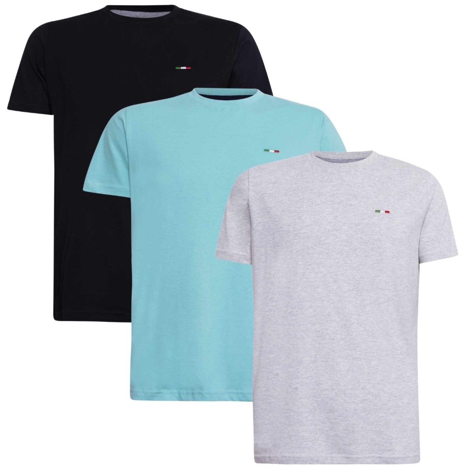Kit 3 Peças Camisetas Básicas Masculina Industrie em Algodão Premium no Estilo Tommy Bordado Itália