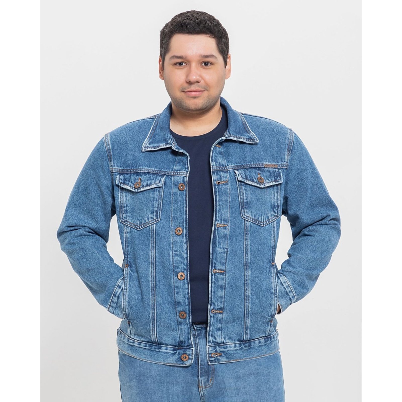 Jaqueta Masculina Plus Size denim Claro