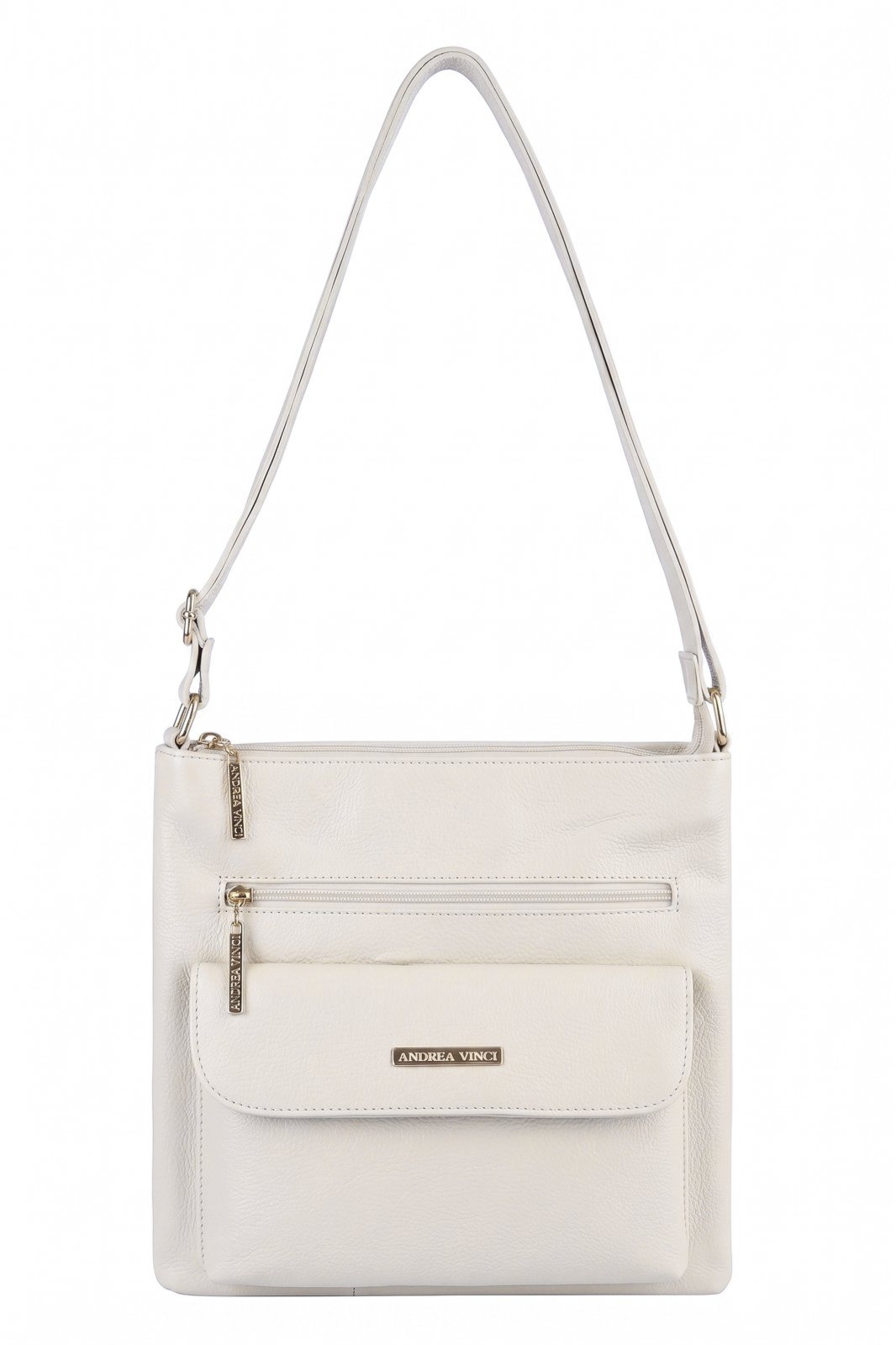 Bolsa transversal de couro liso Karen - Marfim