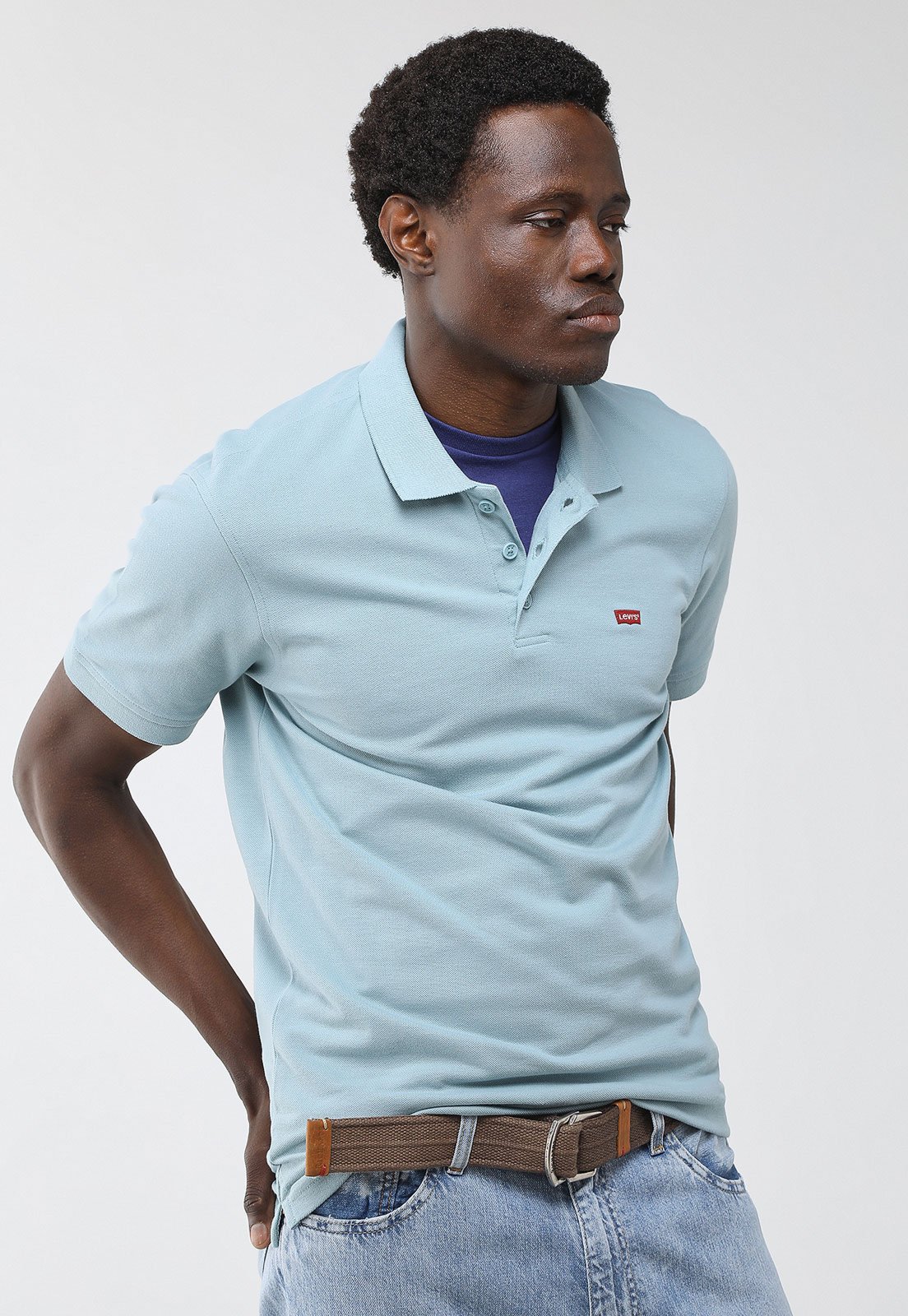 Camisa Polo Masculina Levi's HM Polo Azul Claro