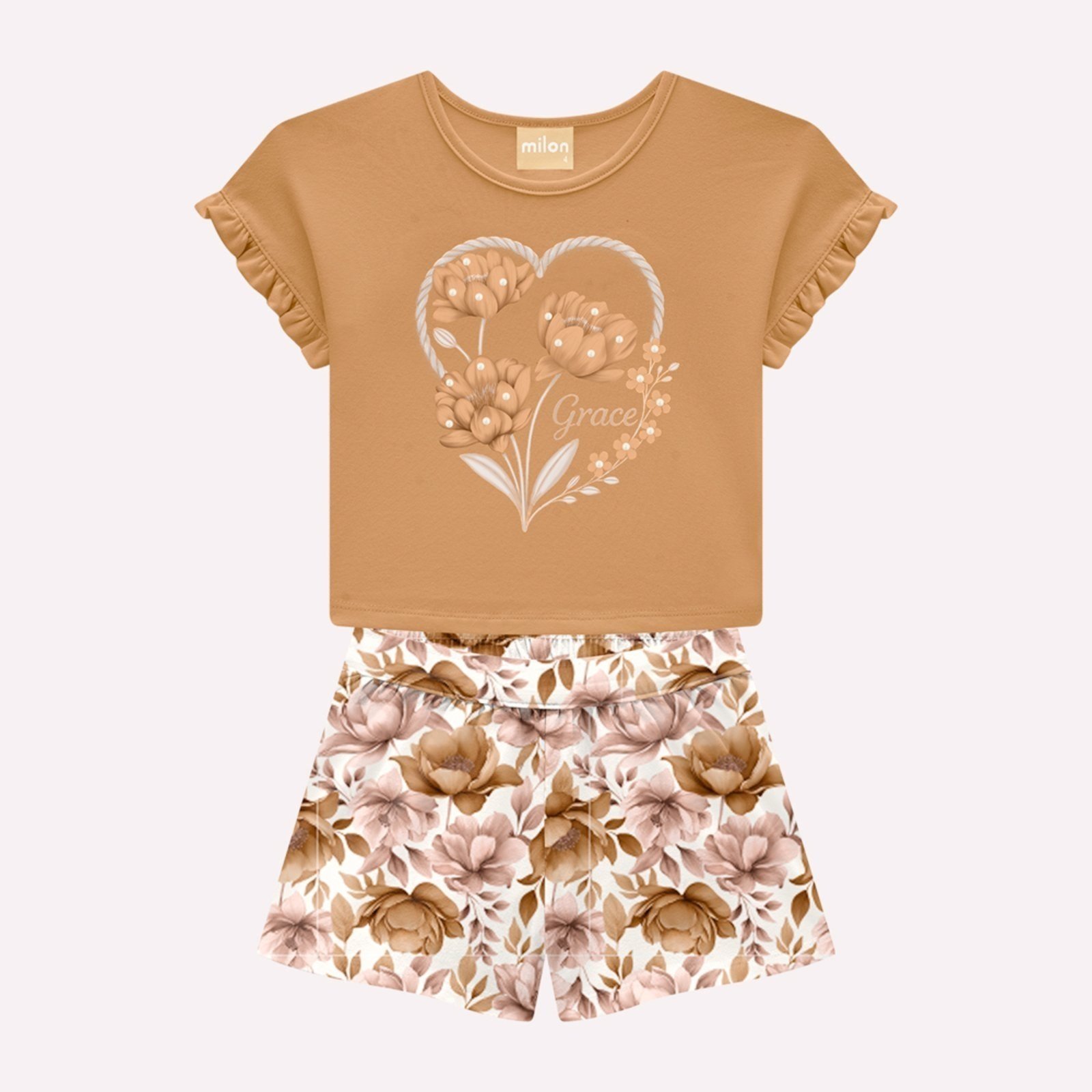 Vista 2 Infantil - Conjunto Menina em Cotton Milon marrom Milon marrom