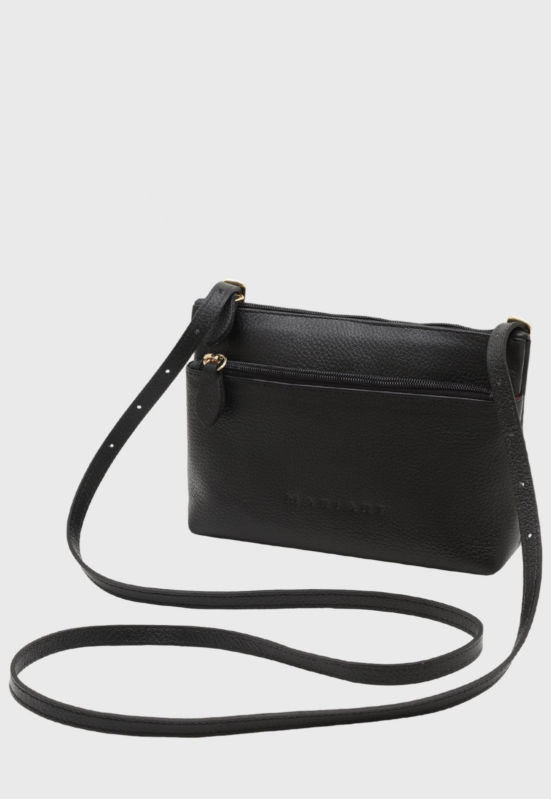 Bolsa Transversal de Couro Mariart Ágata Preta