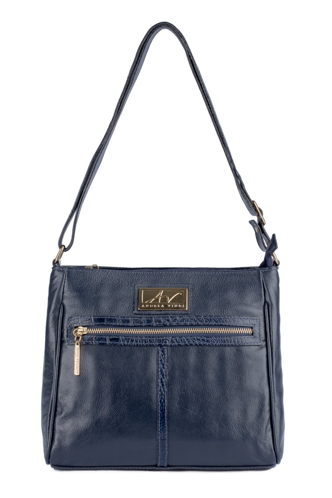 Bolsa Andrea Vinci Tiracolo De Couro Liso Milena – Azul