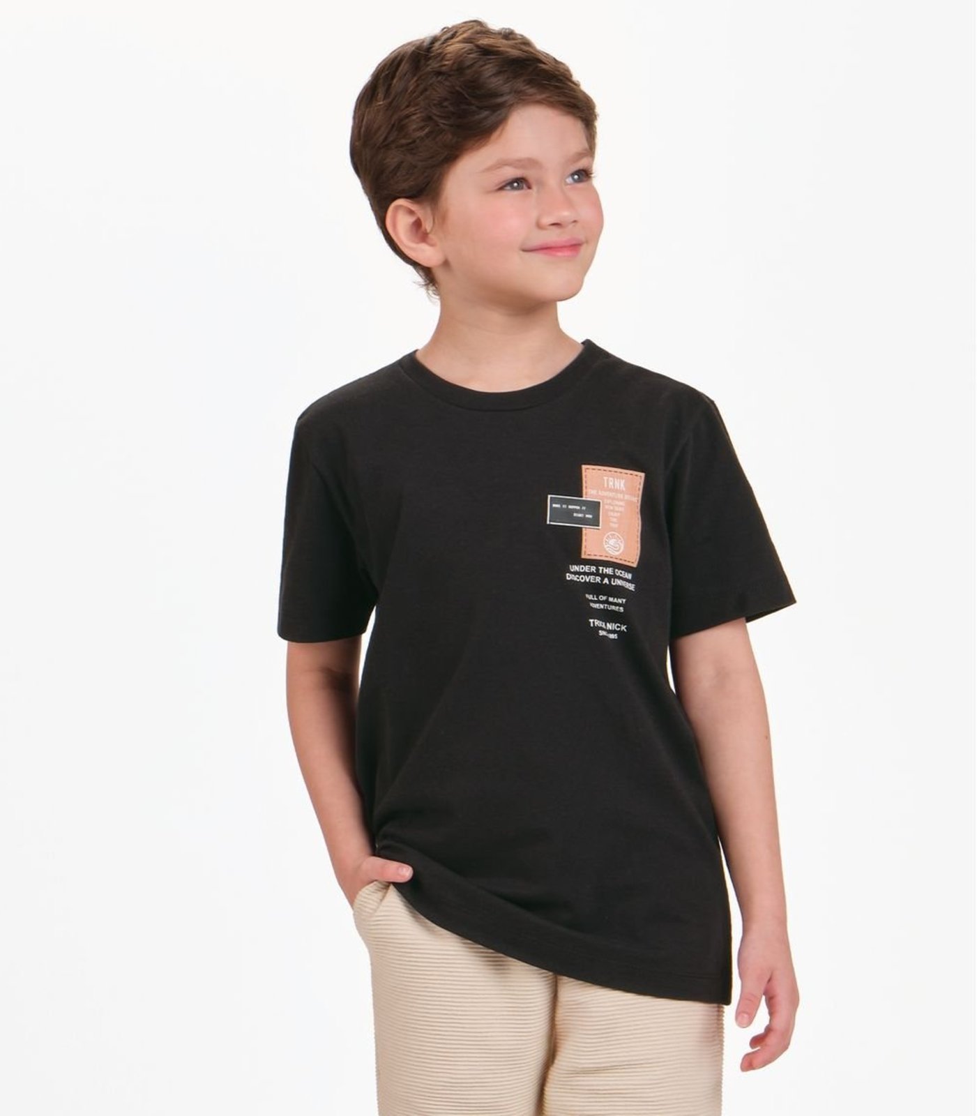 Infantil - Camiseta Menino em Meia Malha Trick Nick Preto