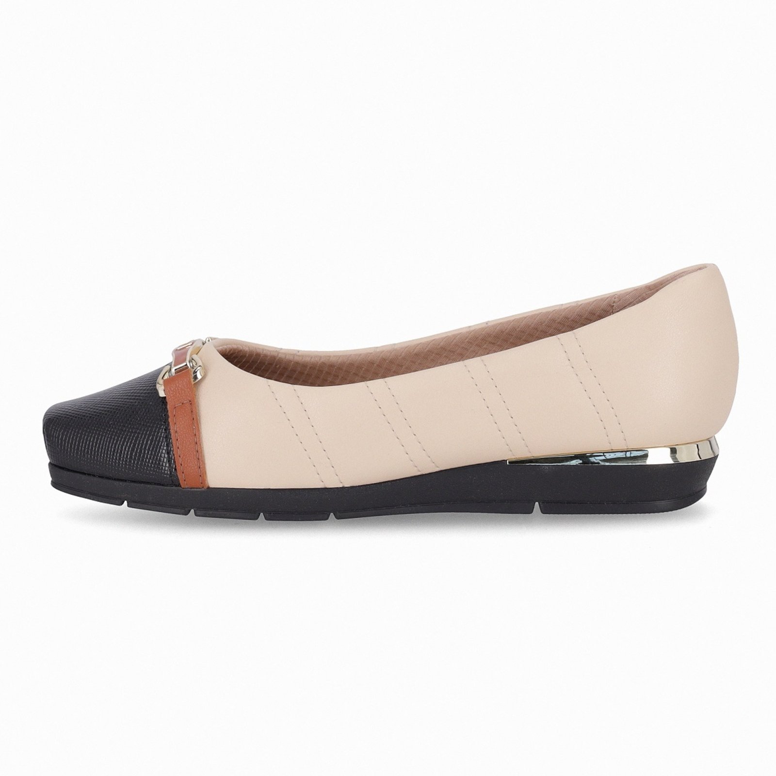 Vista 2 Sapatilha Piccadilly Maxi Fernanda Salto Baixo bege Piccadilly bege