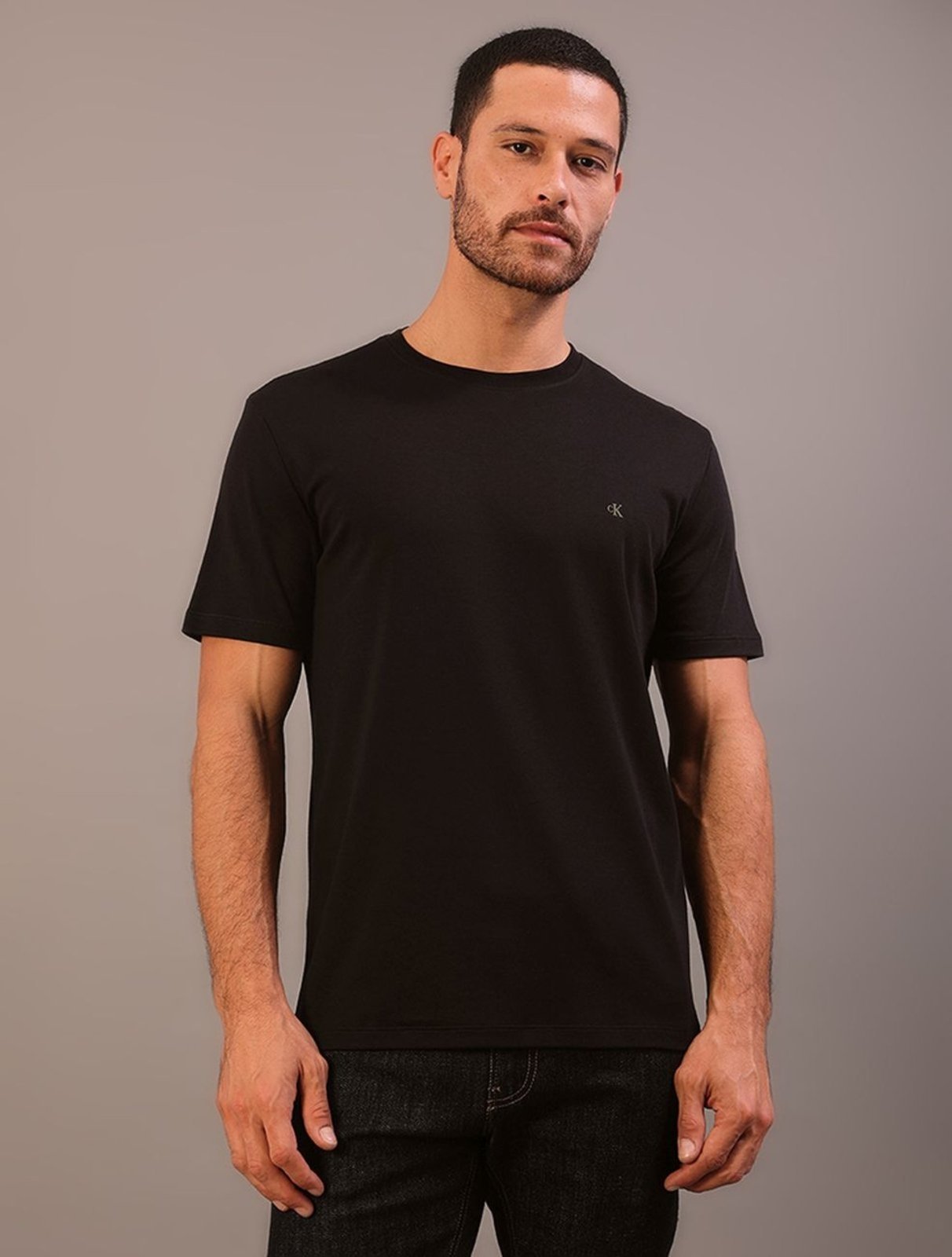 Camiseta Manga Curta Calvin Klein Jeans Masculino Pima - Preto Calvin Klein Jeans