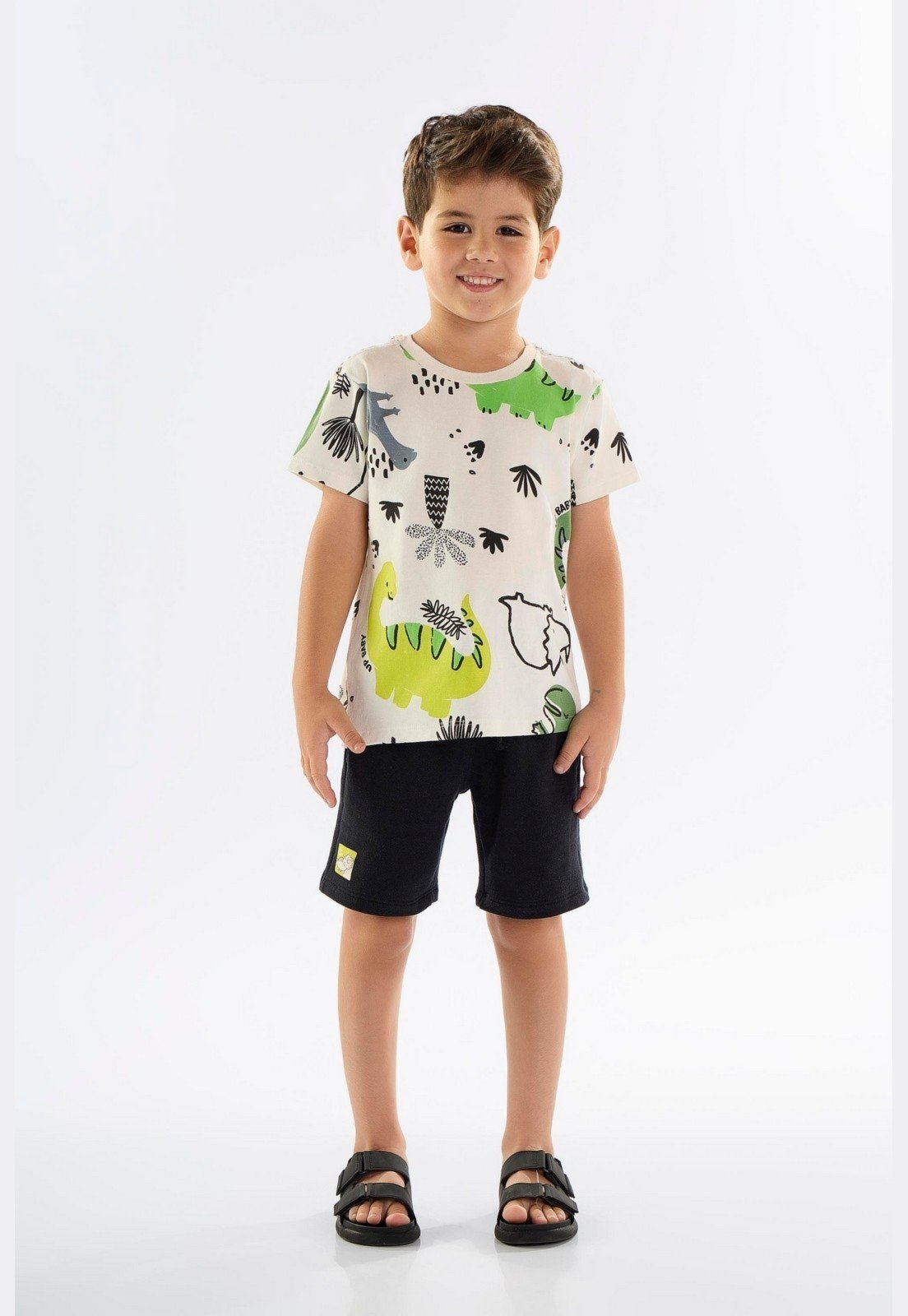 Vista 2 Infantil - Conjunto para Menino com Camiseta e Bermuda Up Baby branco Up Baby branco