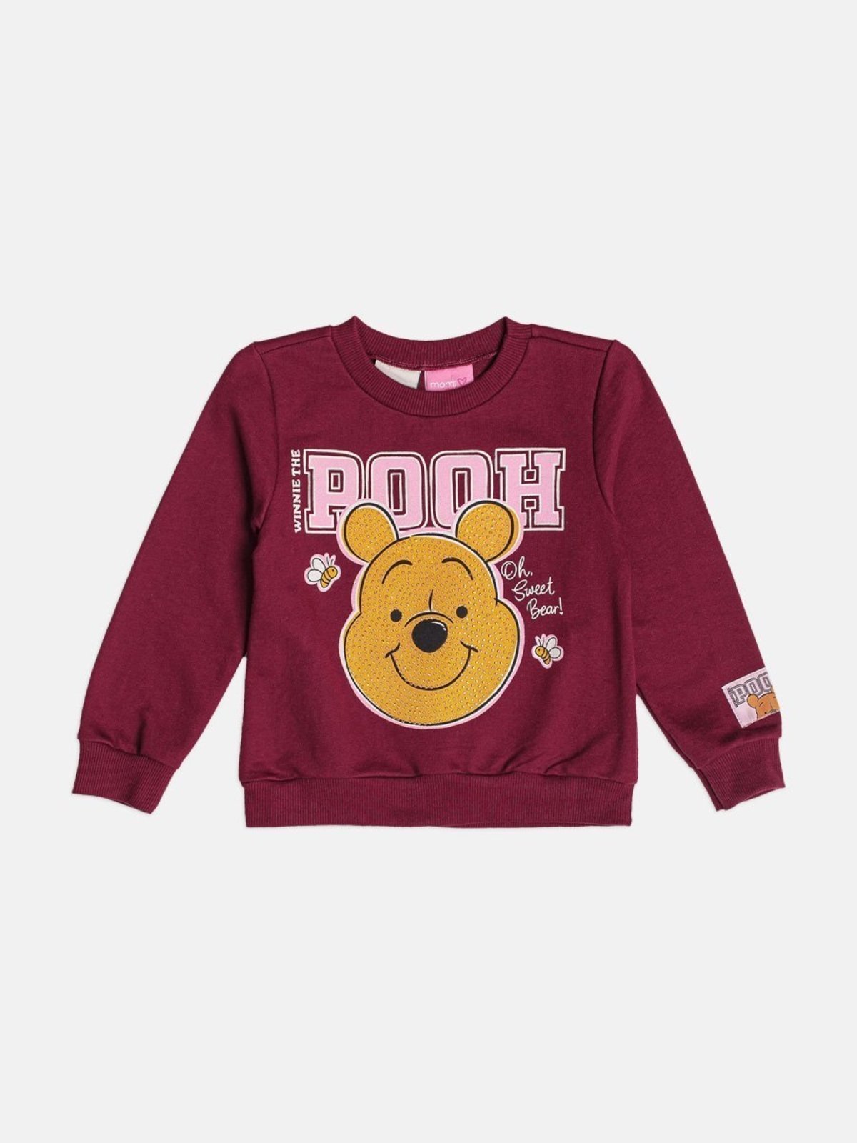 Infantil - Casaco Menina de Moletom Bordô do Ursinho Pooh