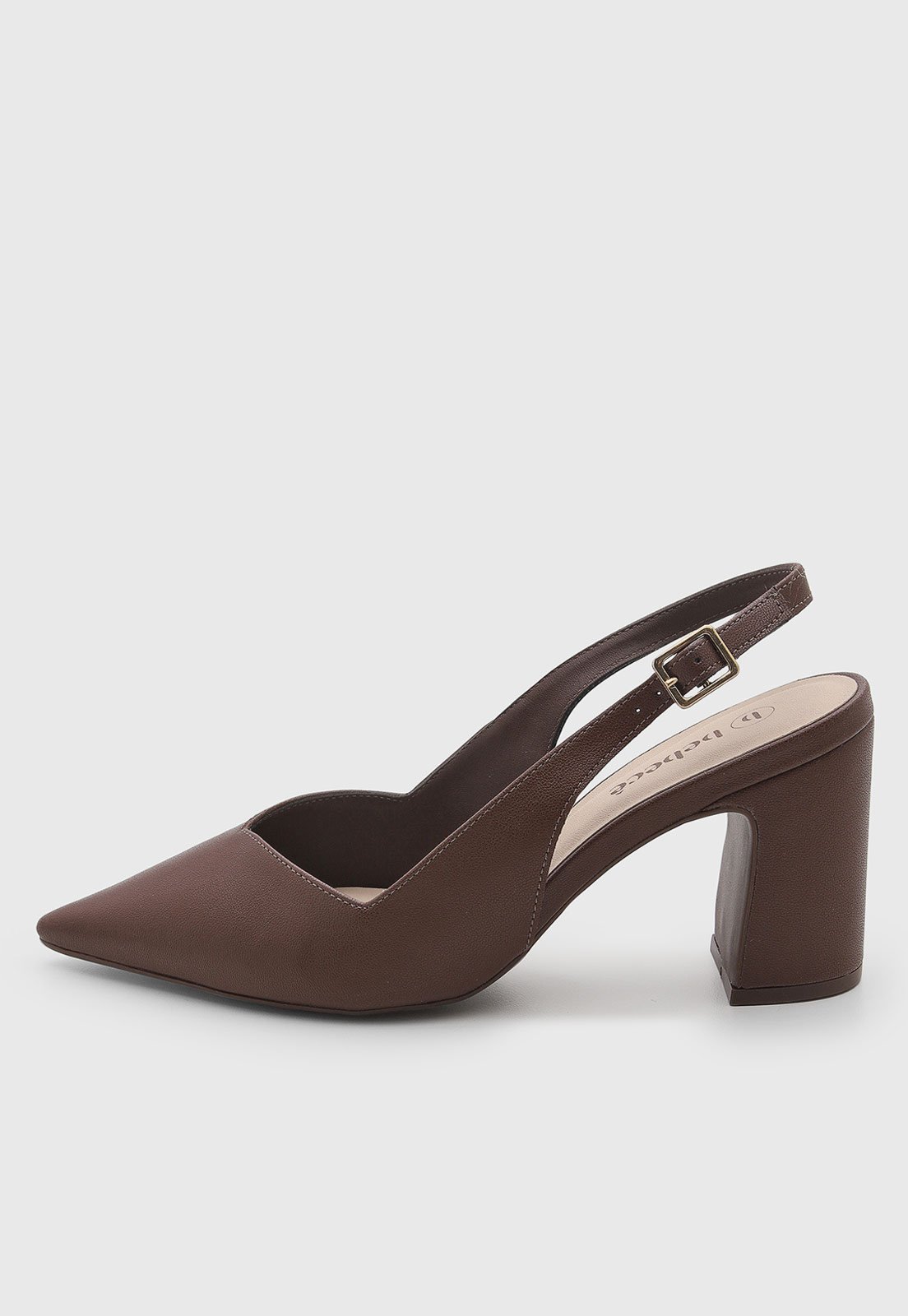Scarpin Feminino cê Salto Alto Bico Fino Slingback Marrom