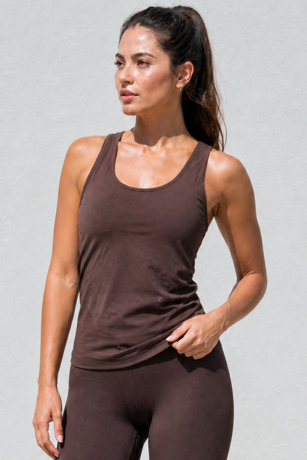 Regata Feminina Fitness Polo Wear Marrom