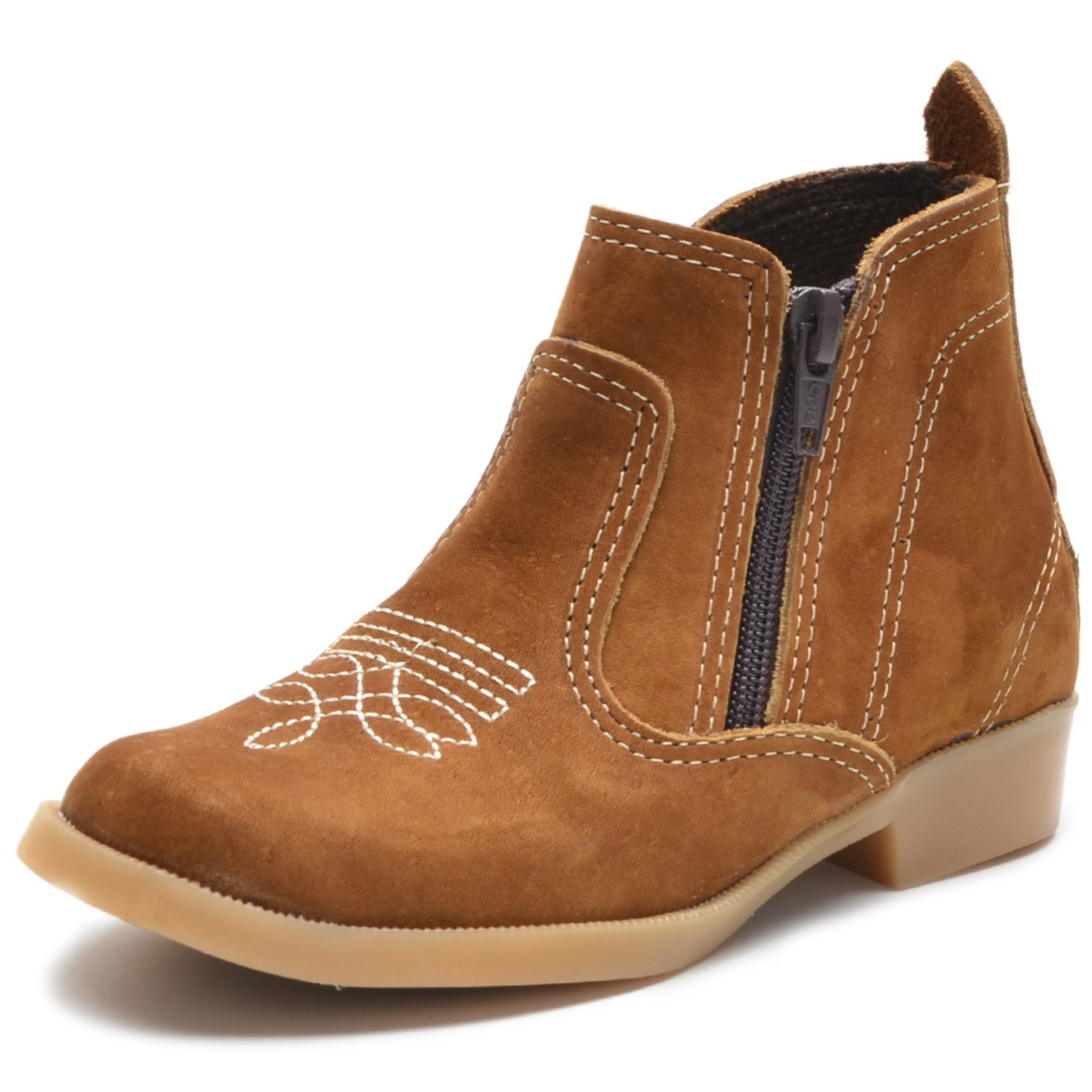 Vista 2 Infantil - Bota Country Botina de Couro Com Ziper Bege Lavini Shoes caramelo Lavini Shoes caramelo