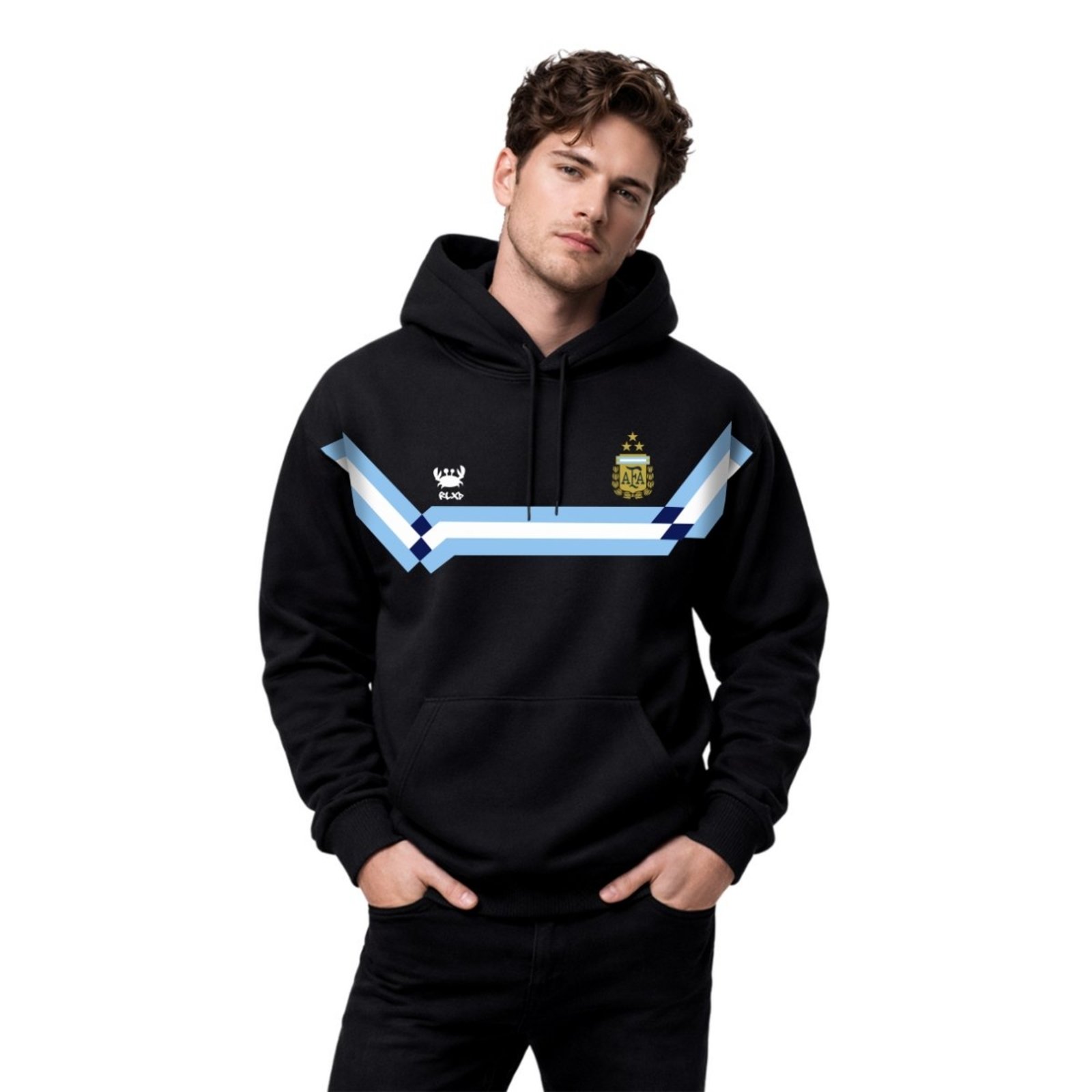 Moletom Com Capuz Masculino Faixa Argentina Casaco Street Casual Premium