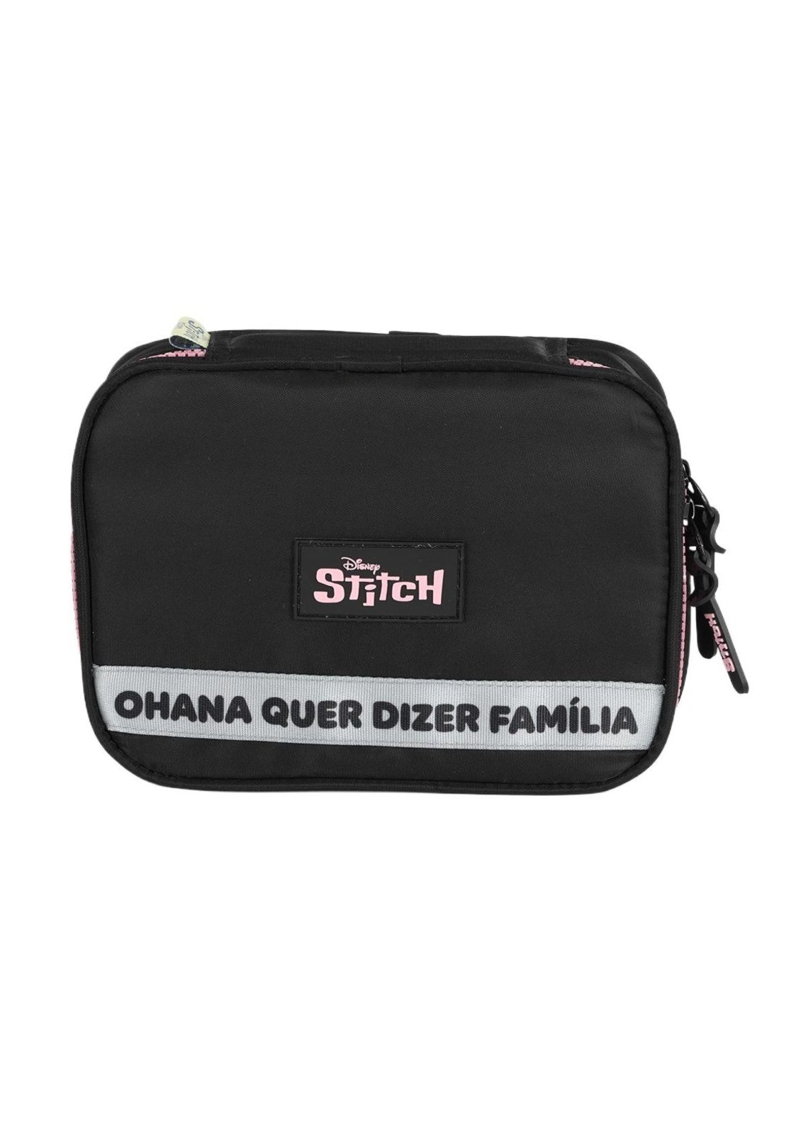 Vista 2 Infantil - Estojo Box Juvenil Médio 100 pens Náilon Stitch Disney Luxcel laranja Luxcel laranja
