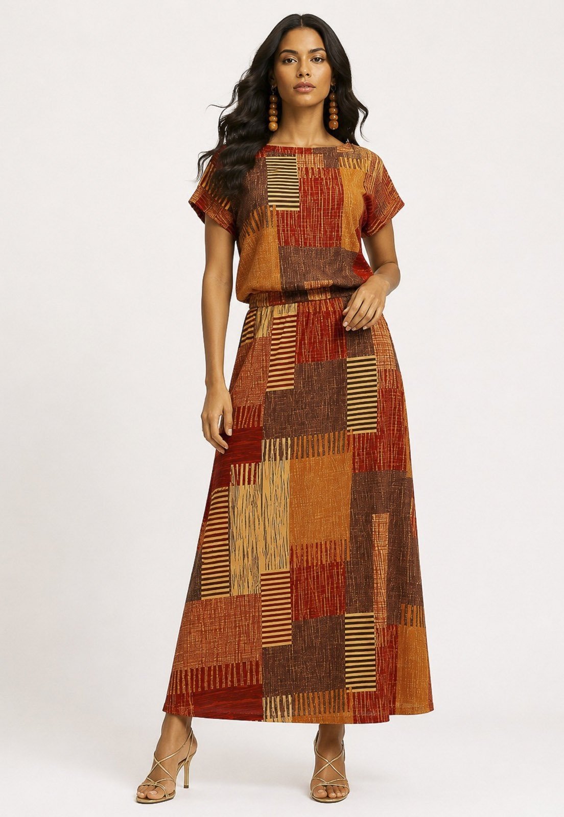Vestido Longo Amazônia Vital Morcego Malha Estampa Tramas do Sol