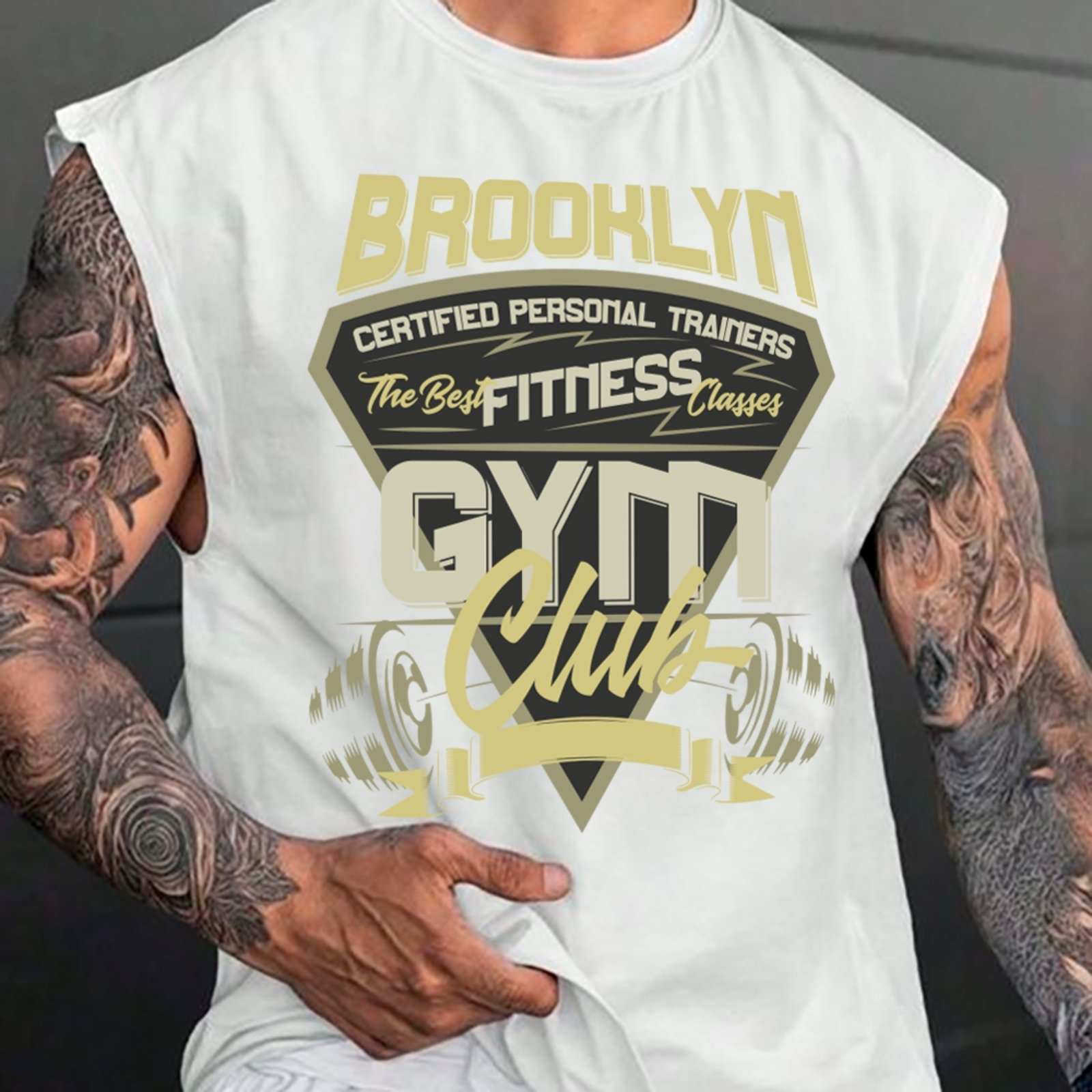 Camiseta Regata Machão Ousy Brooklyn Gym Club Oversized Masculina Branco