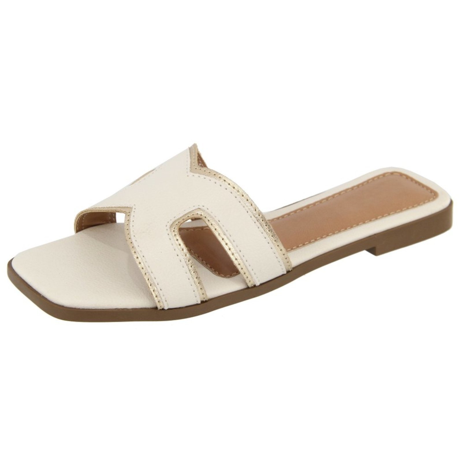Rasteira Sandália Flat Off White Kuento Shoes