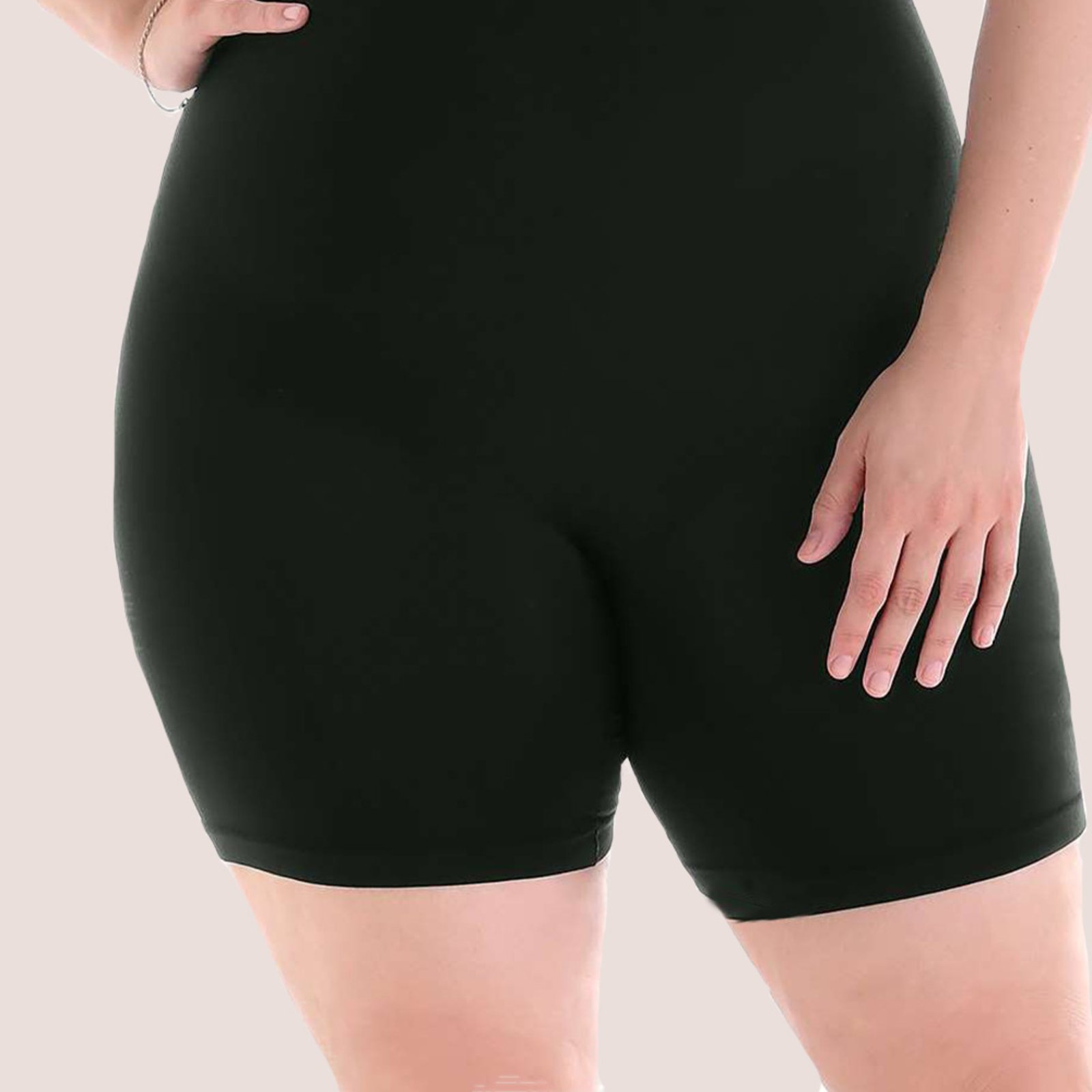 Bermuda Plus Size Segunda Pele Cintura Alta Sem Costura Preto