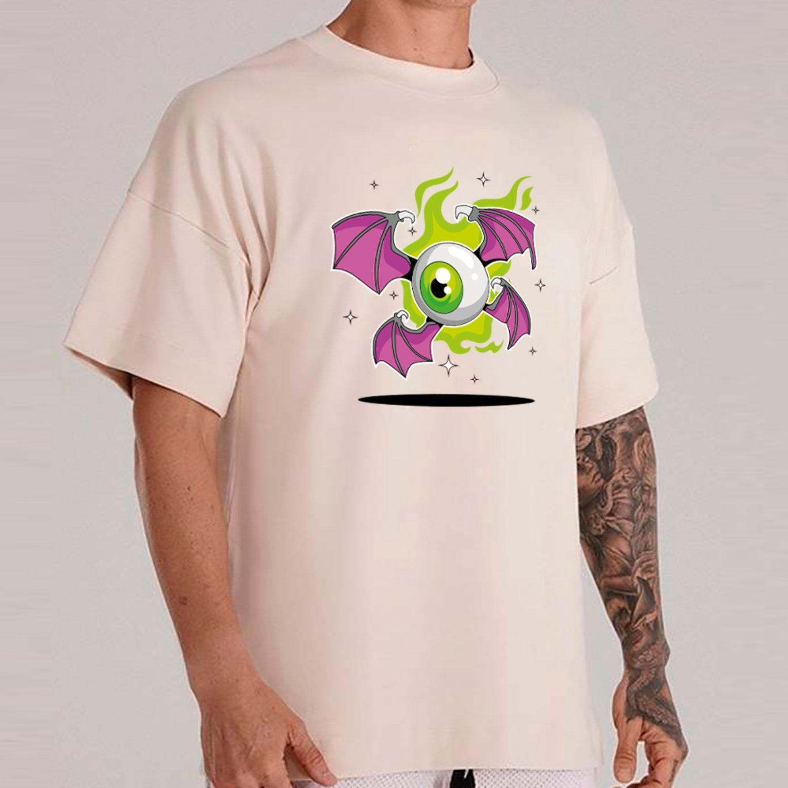 Camiseta Ousy Psicodélica De Olho Oversized Unissex Off White