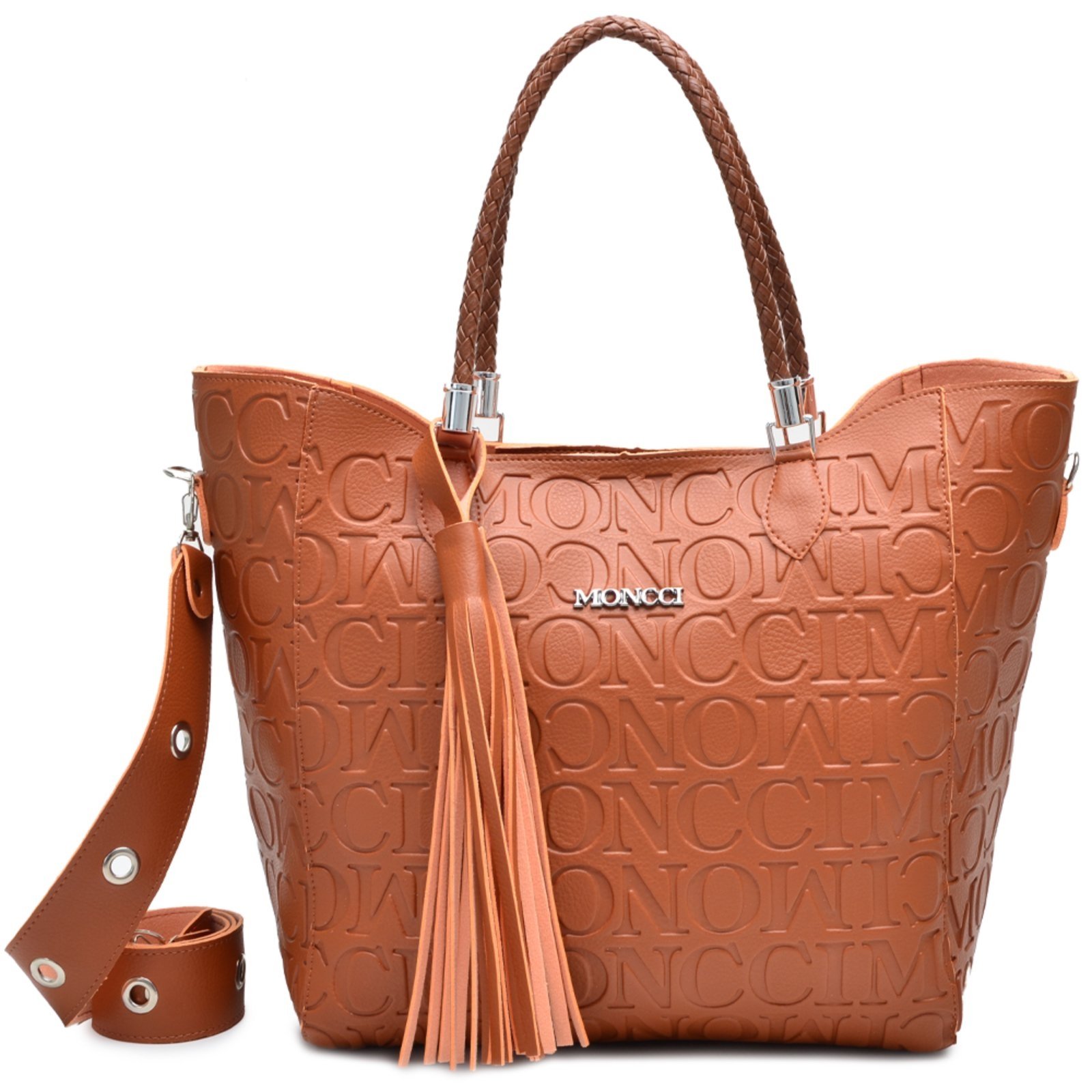 Bolsa Sacola Transversal Grande Moncci Caramelo