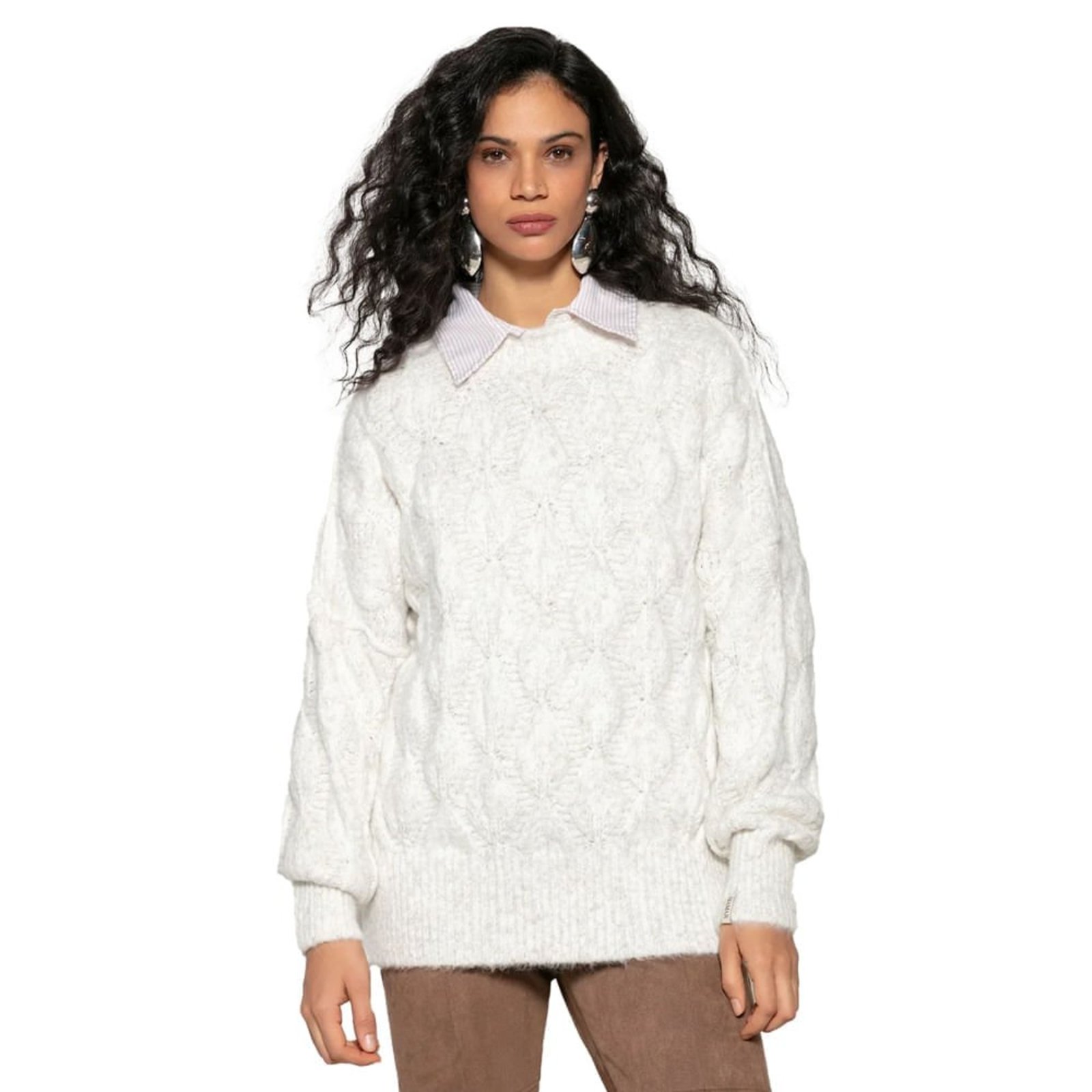 Blusa Feminina Biamar Alongada Texturas Branco