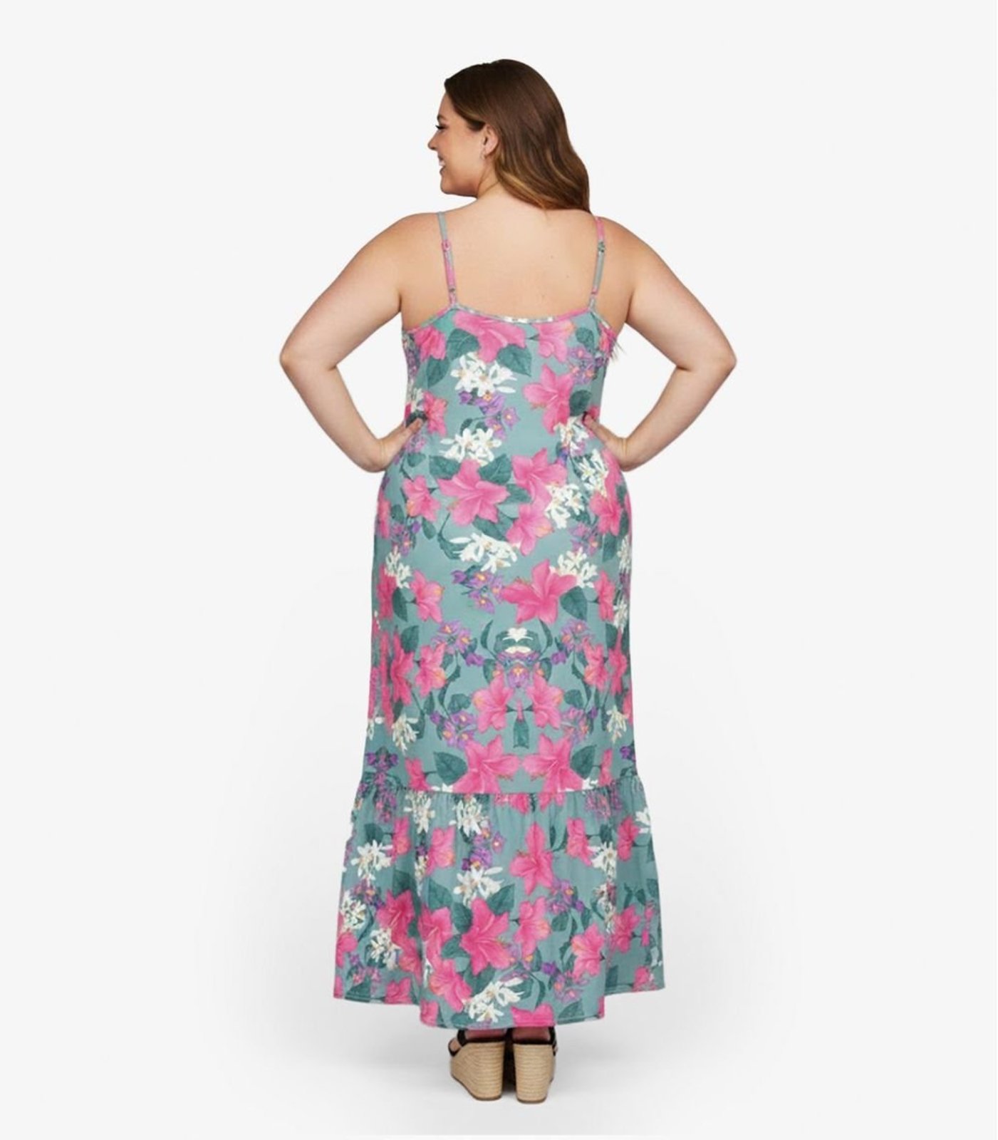 Vista 3 Vestido Longo Feminino Estampado Select verde Select verde