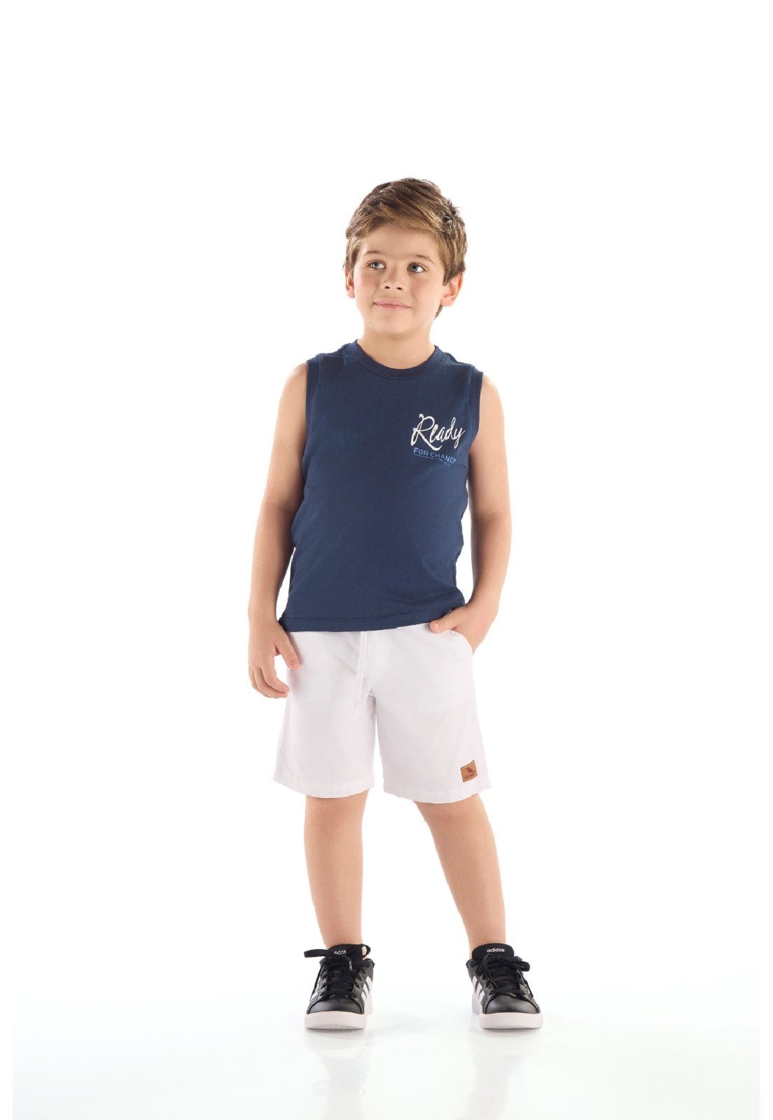 Vista 2 Infantil - Regata Algodão Estampado Quimby branco Quimby branco