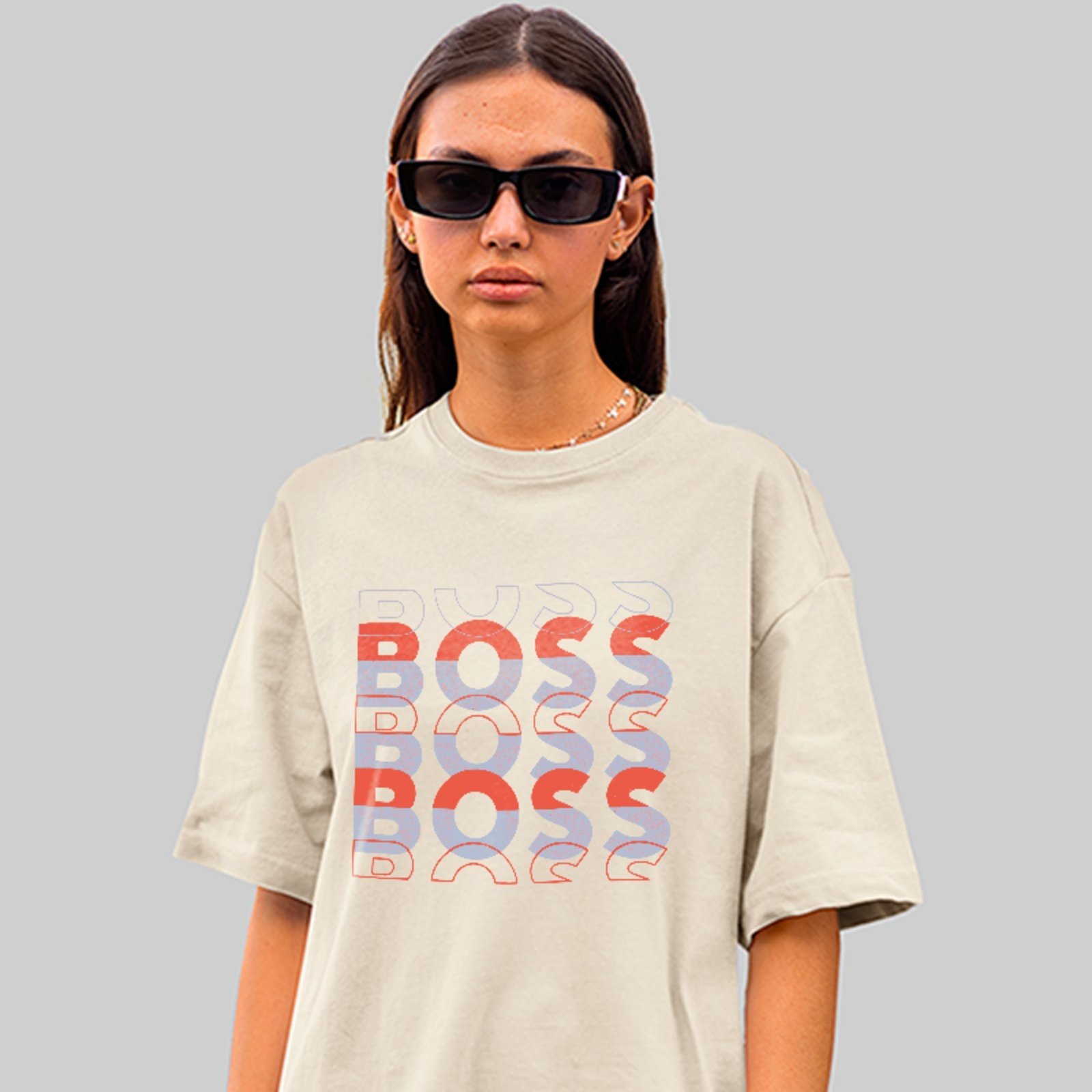 Camiseta Oversized Boss Street Style Conforto Premium Off White