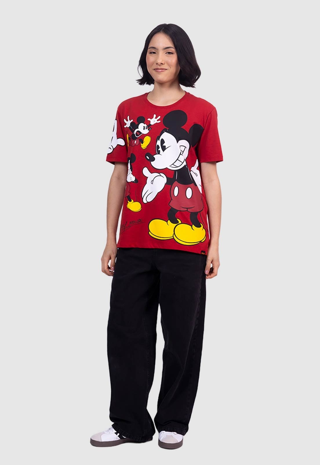 Vista 3 Camiseta Piticas Disney Mickey Mouse Caretas Cereja vermelho PITICAS vermelho