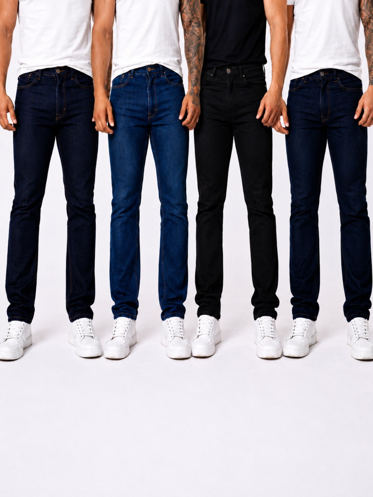 Kit 4 Calças Jeans Masculina Skinny Yellow Jeans Azul Escuro Azul Médio Preto