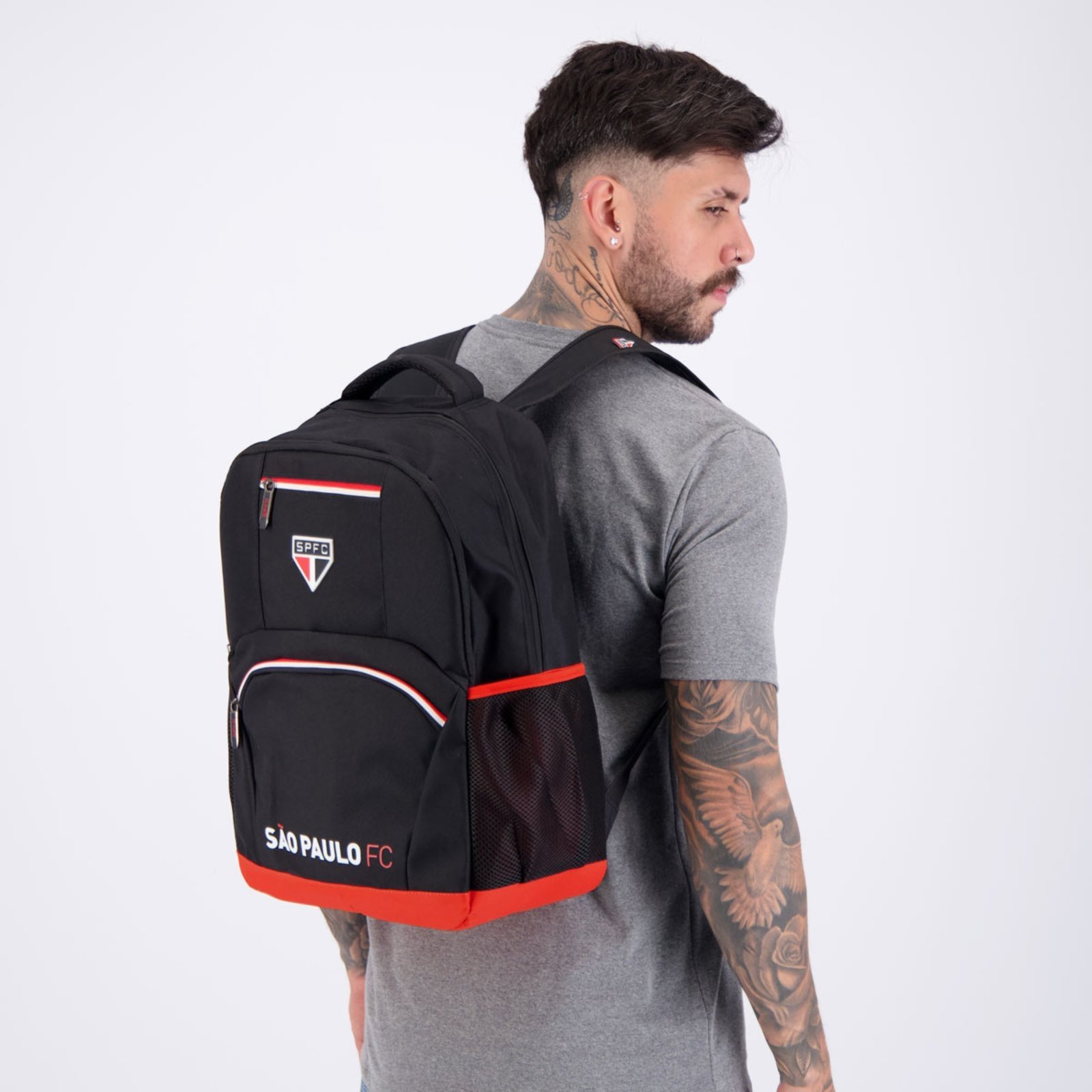 Vista 2 Infantil - Mochila São Paulo Esportiva Preta e Vermelha e Branca Xeryus preto Xeryus preto