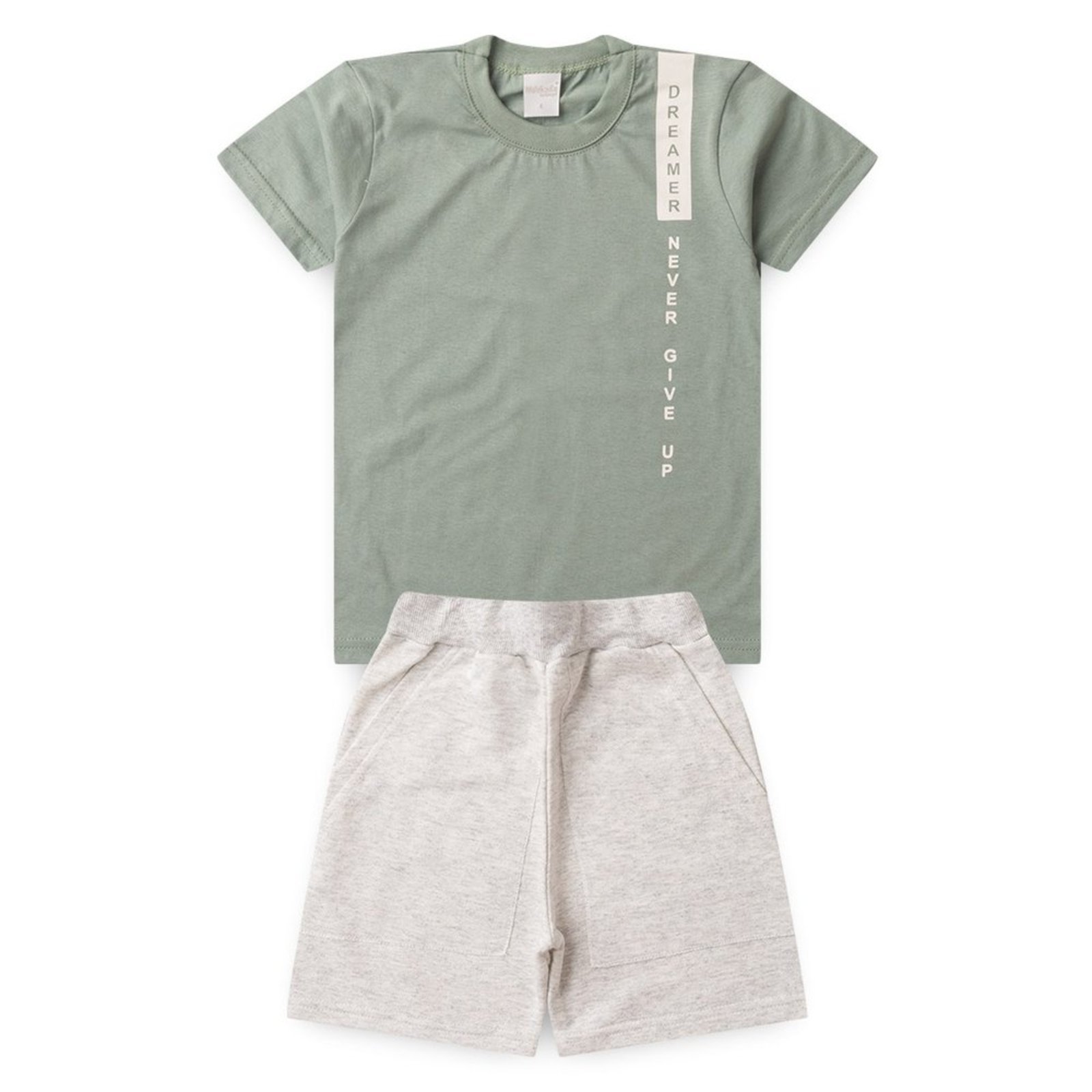 Infantil – Conjunto Verão Menino Verde Camiseta e Bermuda Básico