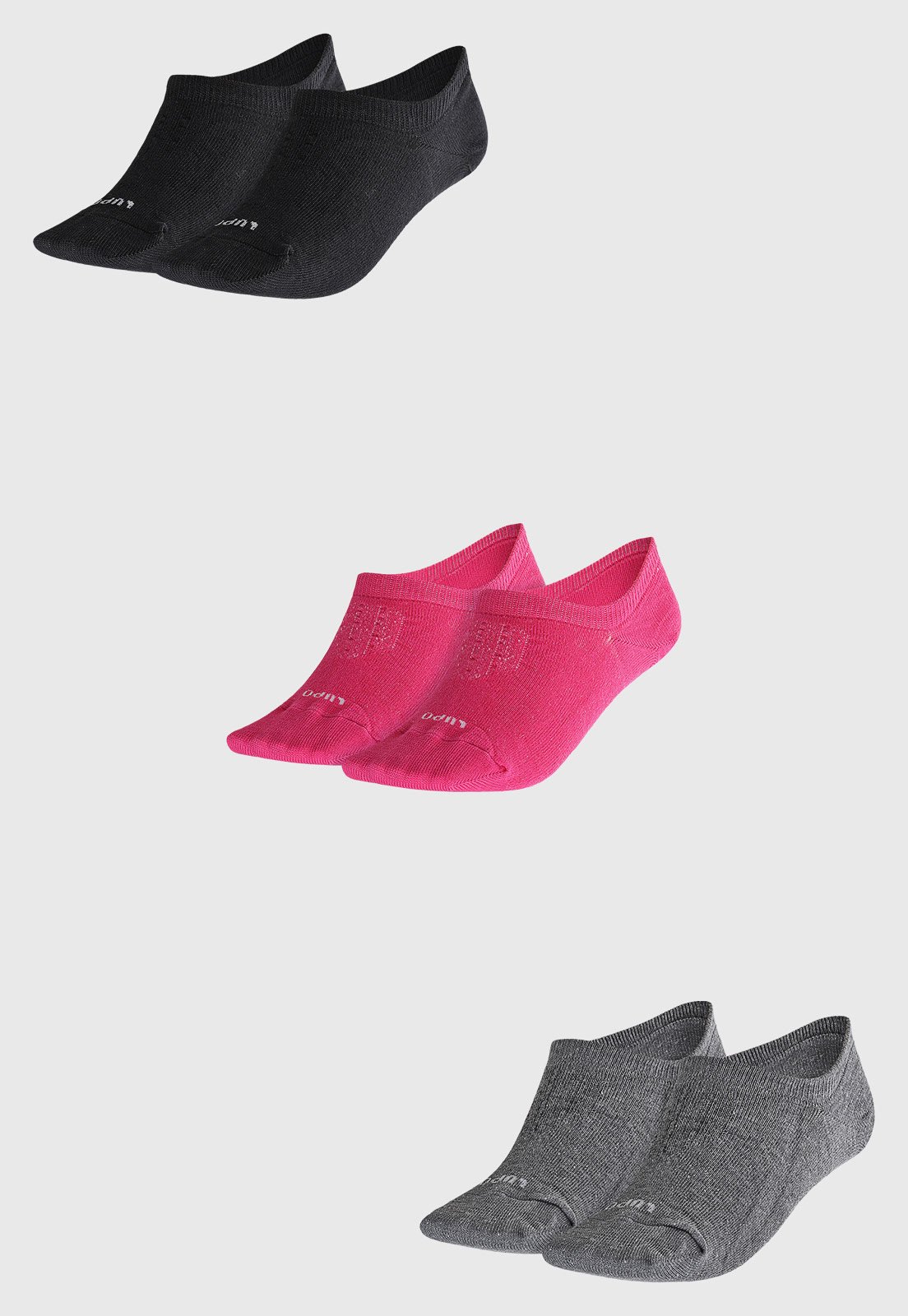 Vista 3 Kit 3 Pares de Meia Feminina Lupo Sapatilha AF Sport preto Lupo preto